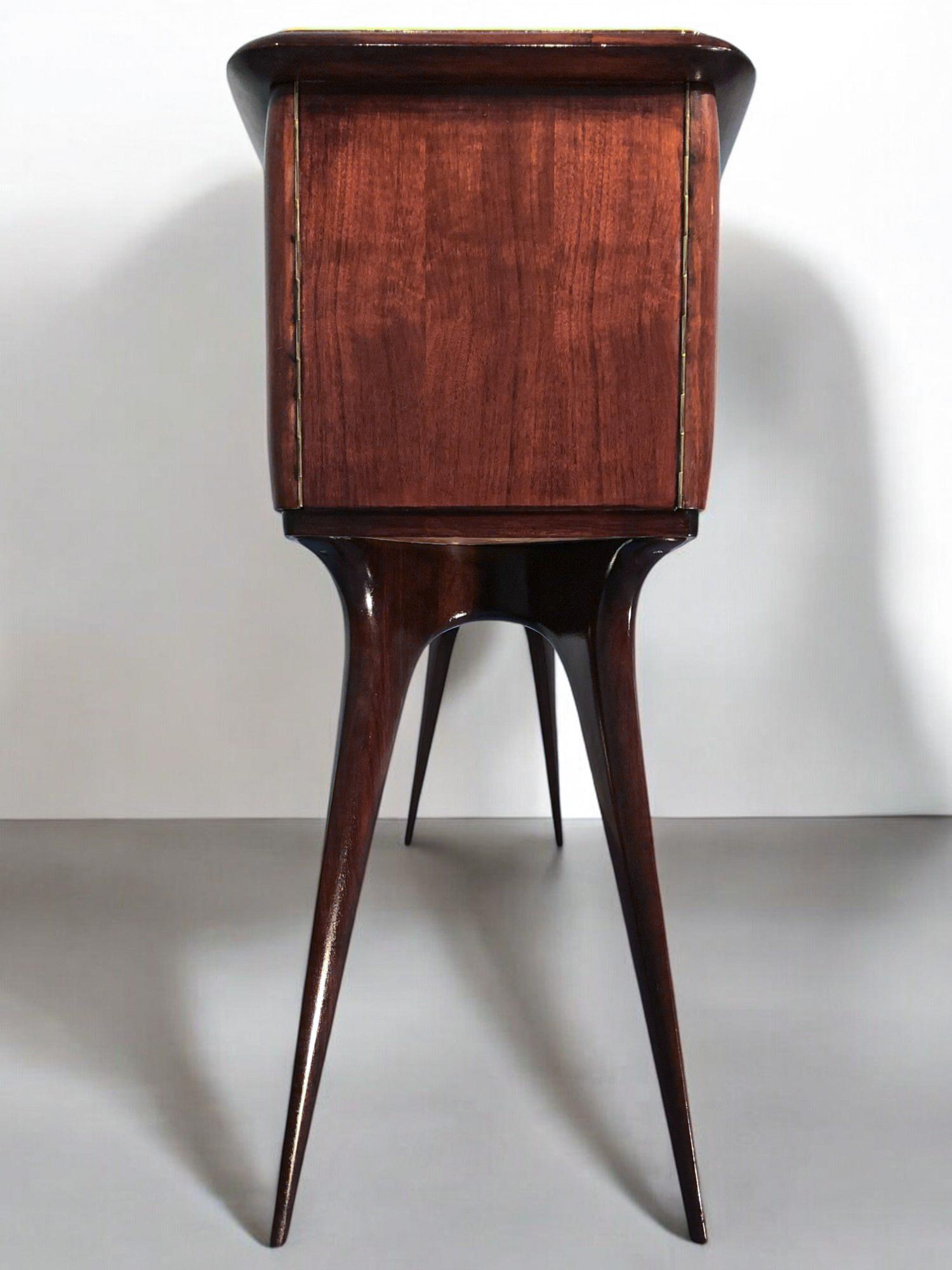 Brass Italian Mid-Century Center Parchment Bar Sideboard attributed to Ulrich , 1950s For Sale