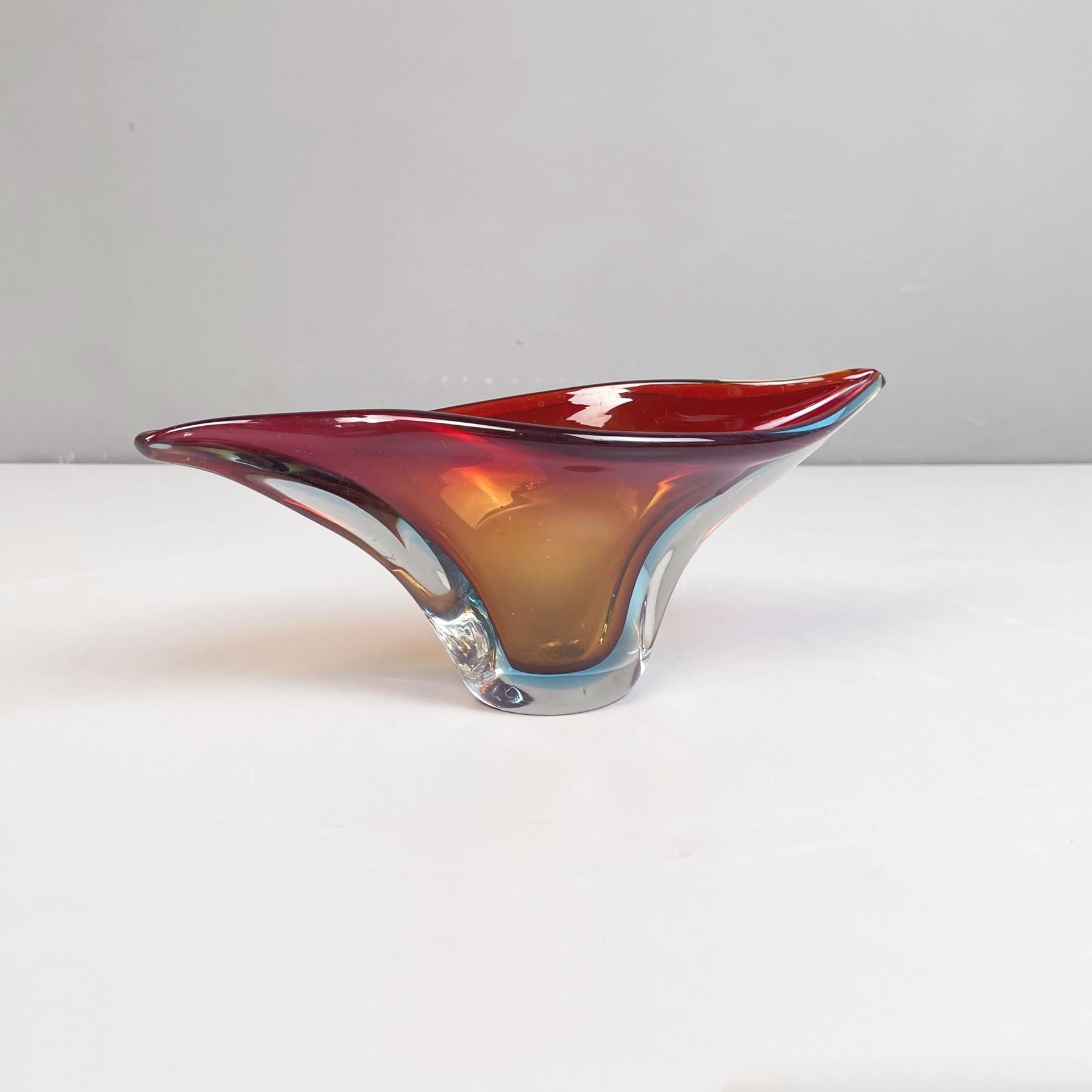 Mid-Century Modern Italian Midcentury Centerpiece in Yellow, Red and Blue Murano Glass, 1960s For Sale