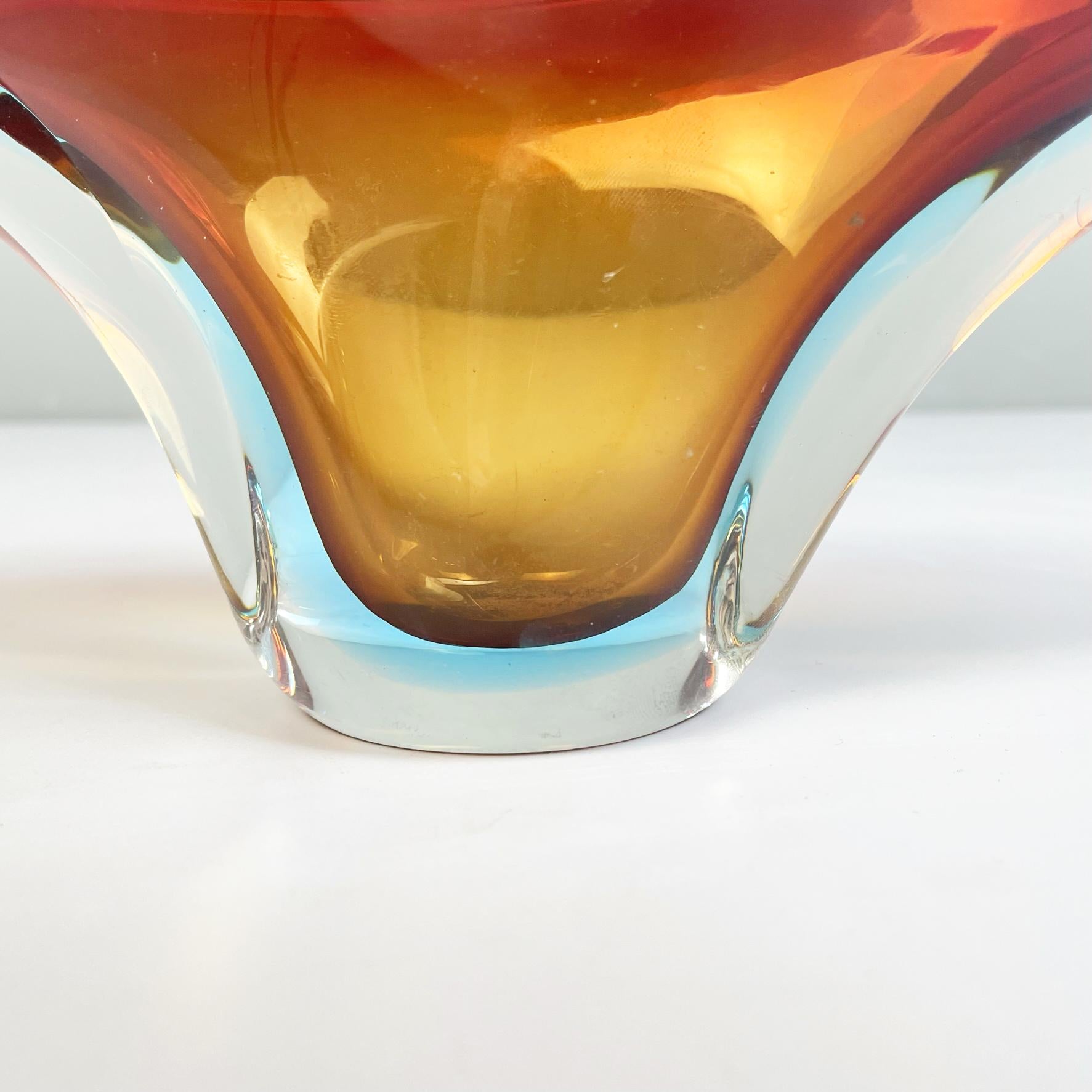 Italian Midcentury Centerpiece in Yellow, Red and Blue Murano Glass, 1960s For Sale 3