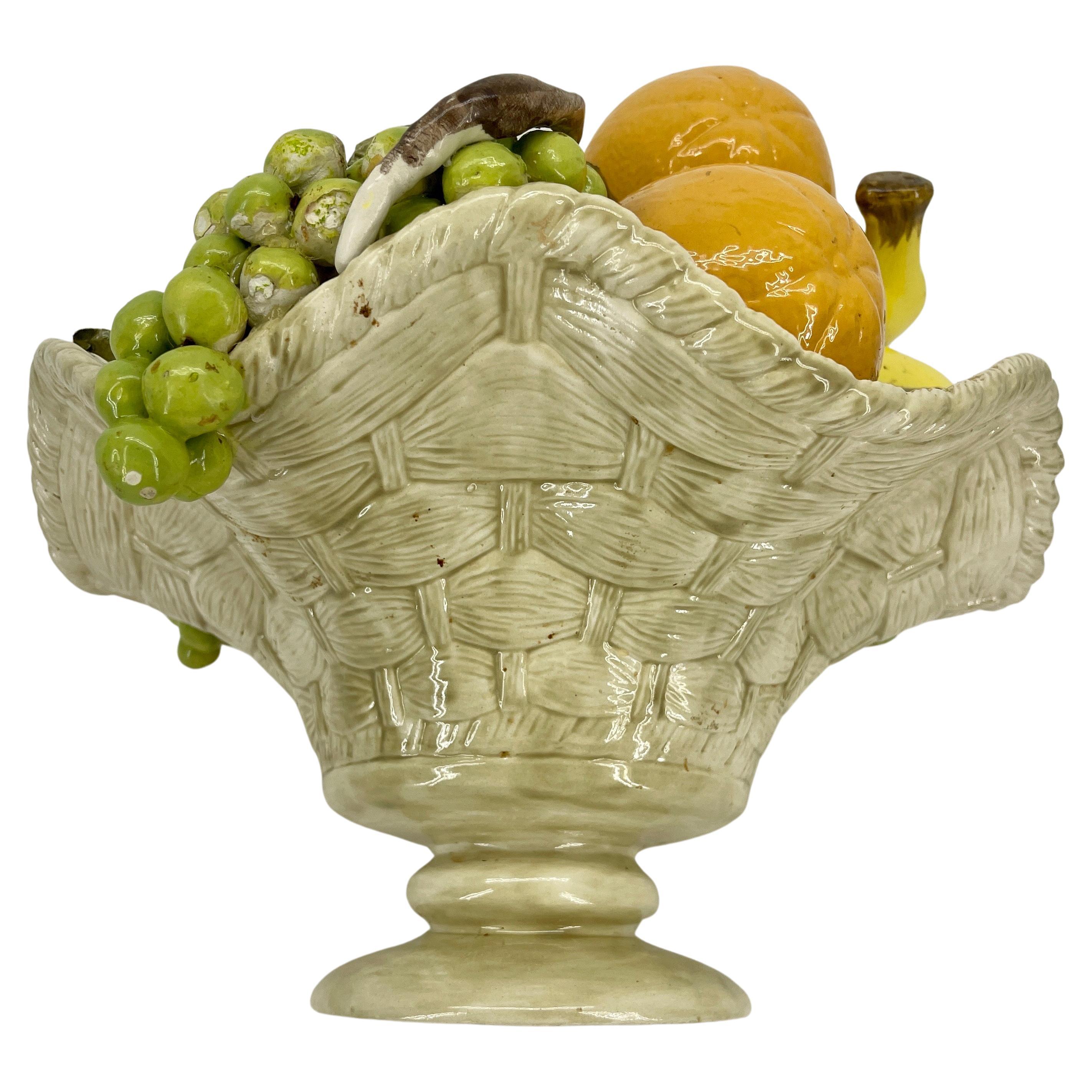 Italian Mid-Century Ceramic Fruit Basket Centerpiece Compote 4
