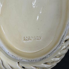 Italian Mid-Century Ceramic Fruit Basket Weave Centerpiece