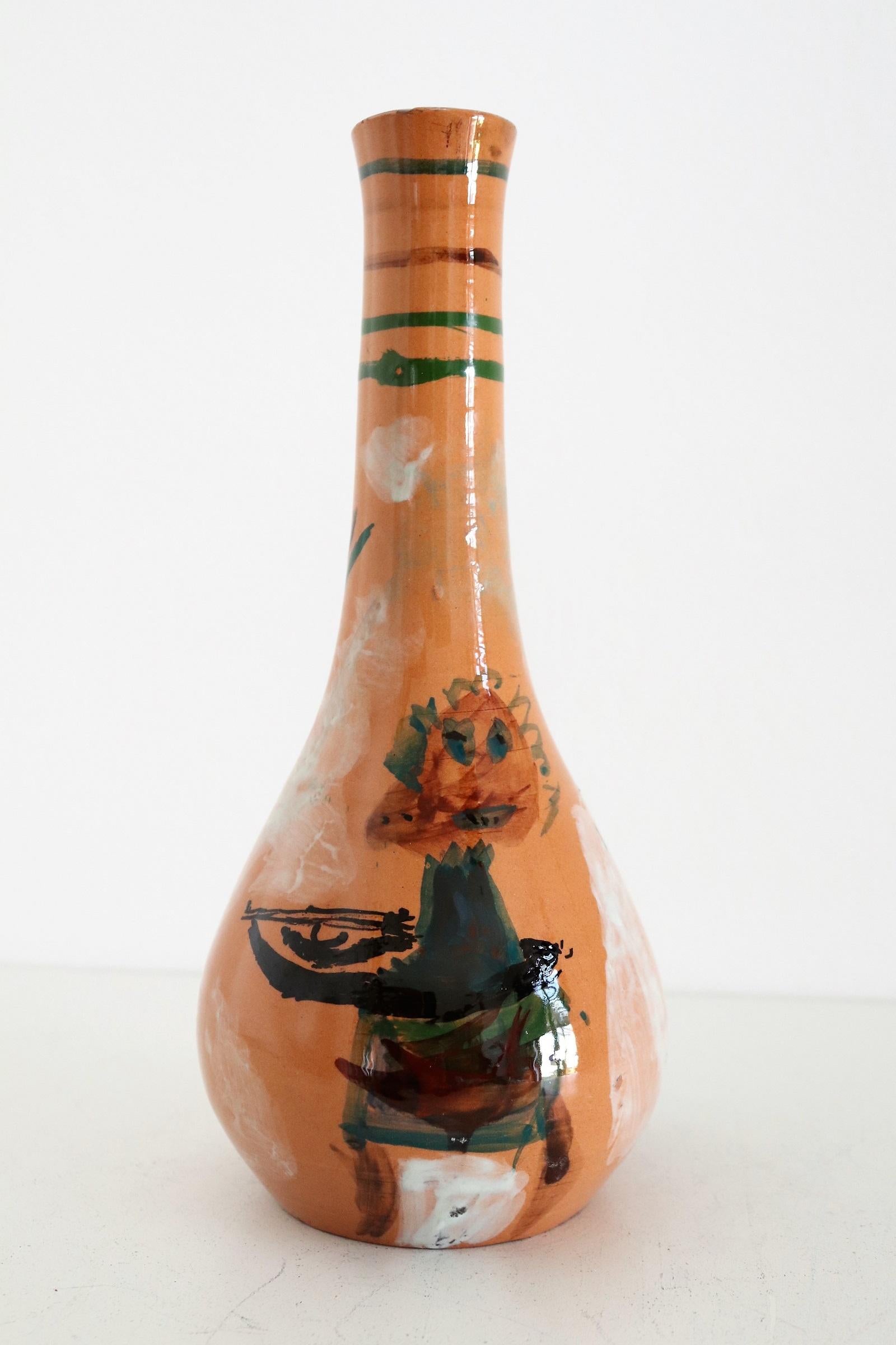 Italian Midcentury Ceramic Modernist Collectors Vase by Art Rumi Orobico, 1950s For Sale 13