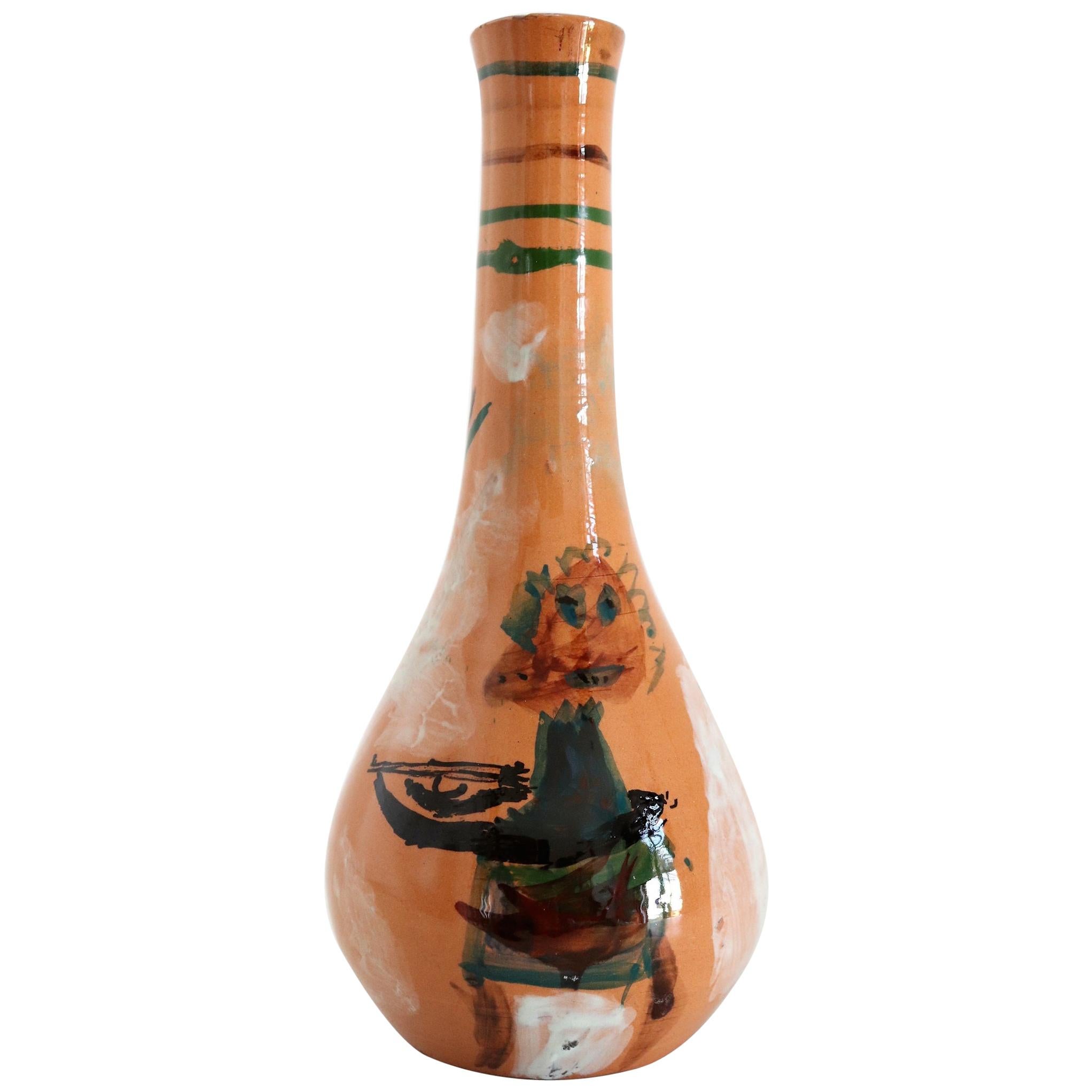 Italian Midcentury Ceramic Modernist Collectors Vase by Art Rumi Orobico, 1950s