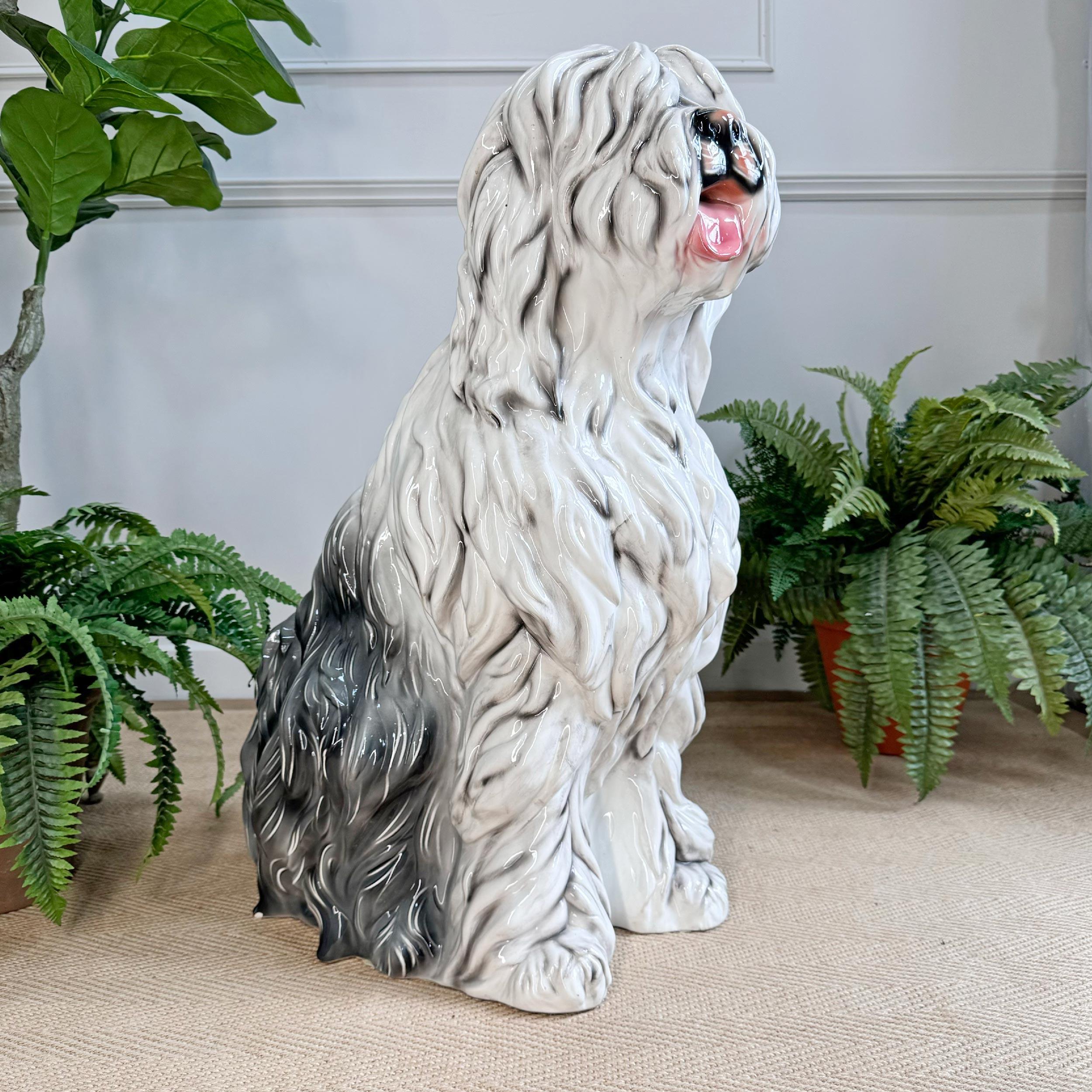 Old English Sheepdog italien en céramique du milieu du siècle dernier 3