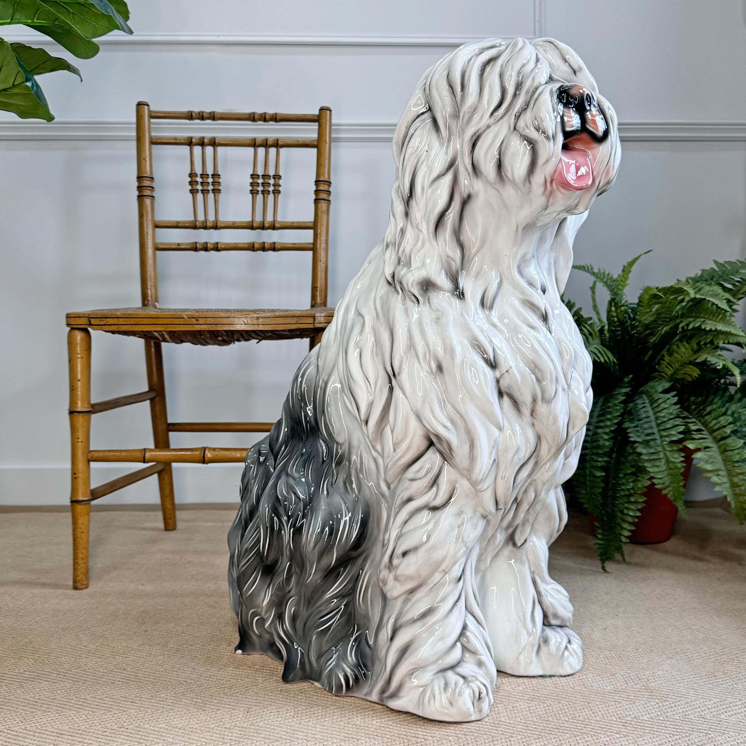 Old English Sheepdog italien en céramique du milieu du siècle dernier 4