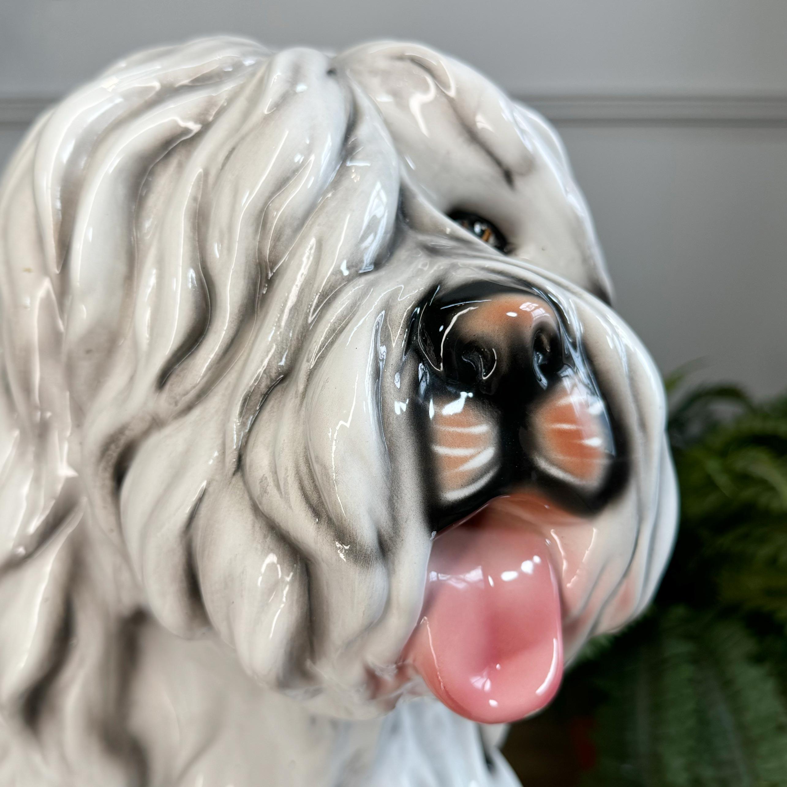Old English Sheepdog italien en céramique du milieu du siècle dernier Bon état à Hastings, GB