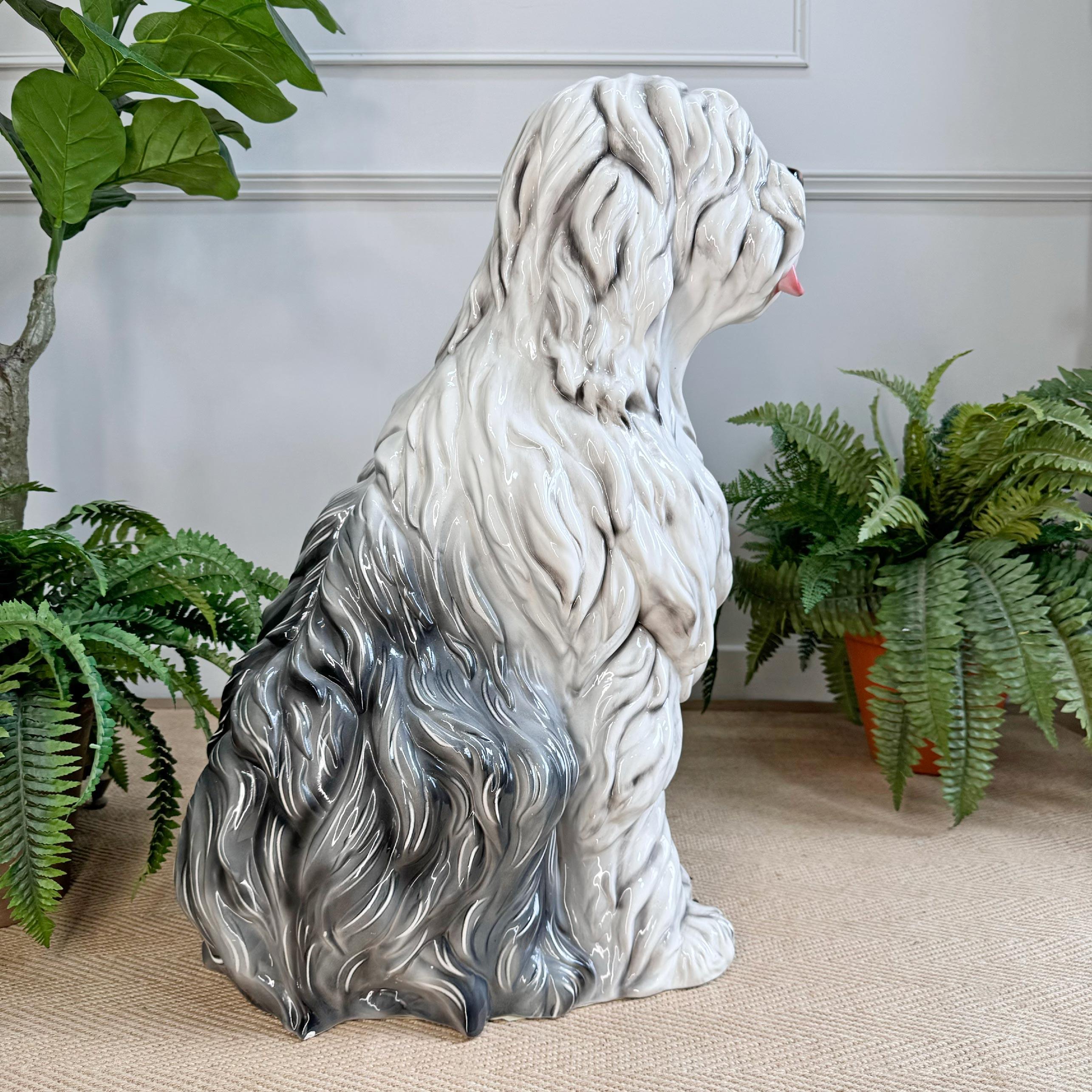 Old English Sheepdog italien en céramique du milieu du siècle dernier 1