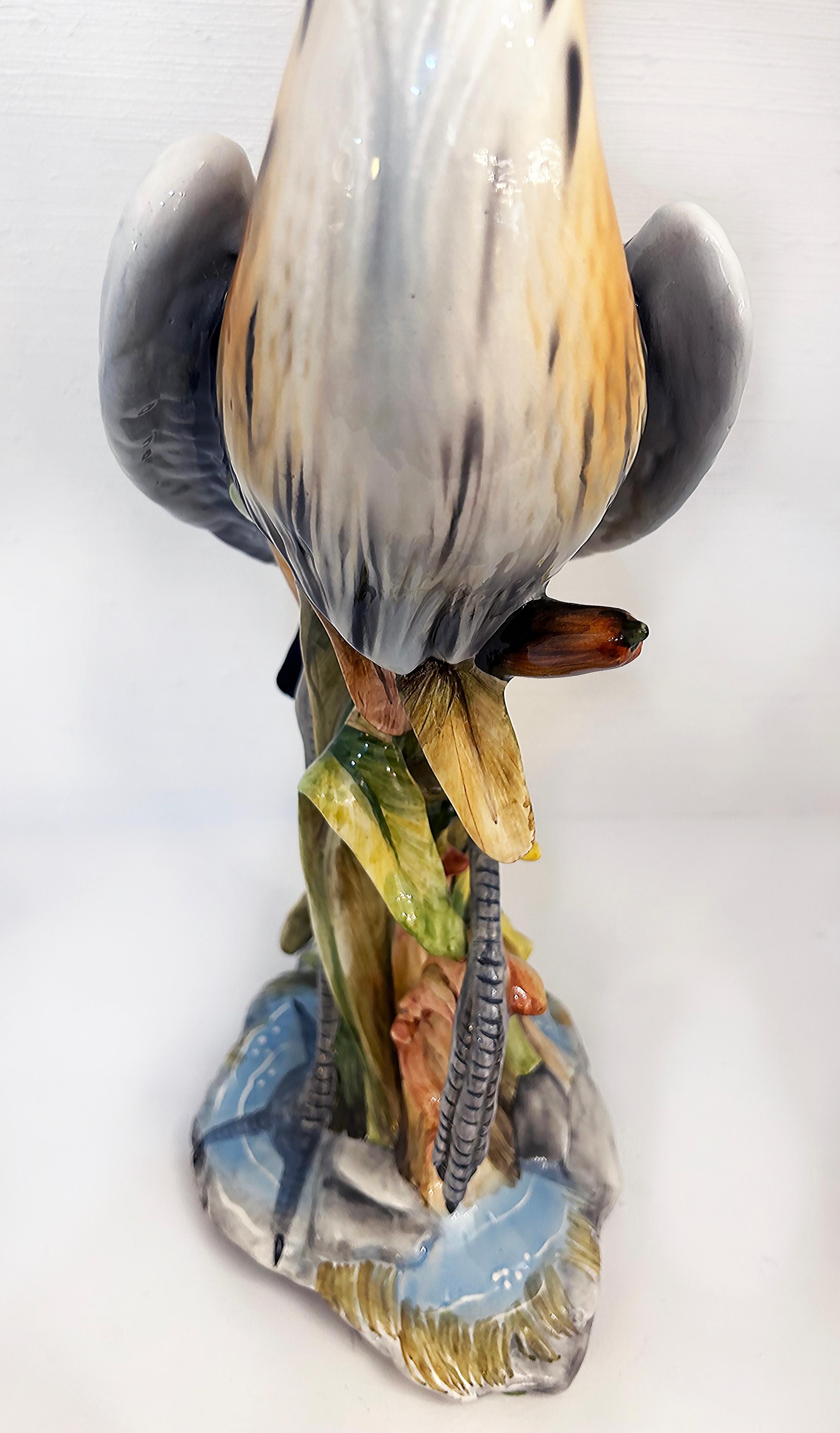 Italian Mid-Century Ceramic Sculpture of a Blue Herron, Signed and Numbered For Sale 4