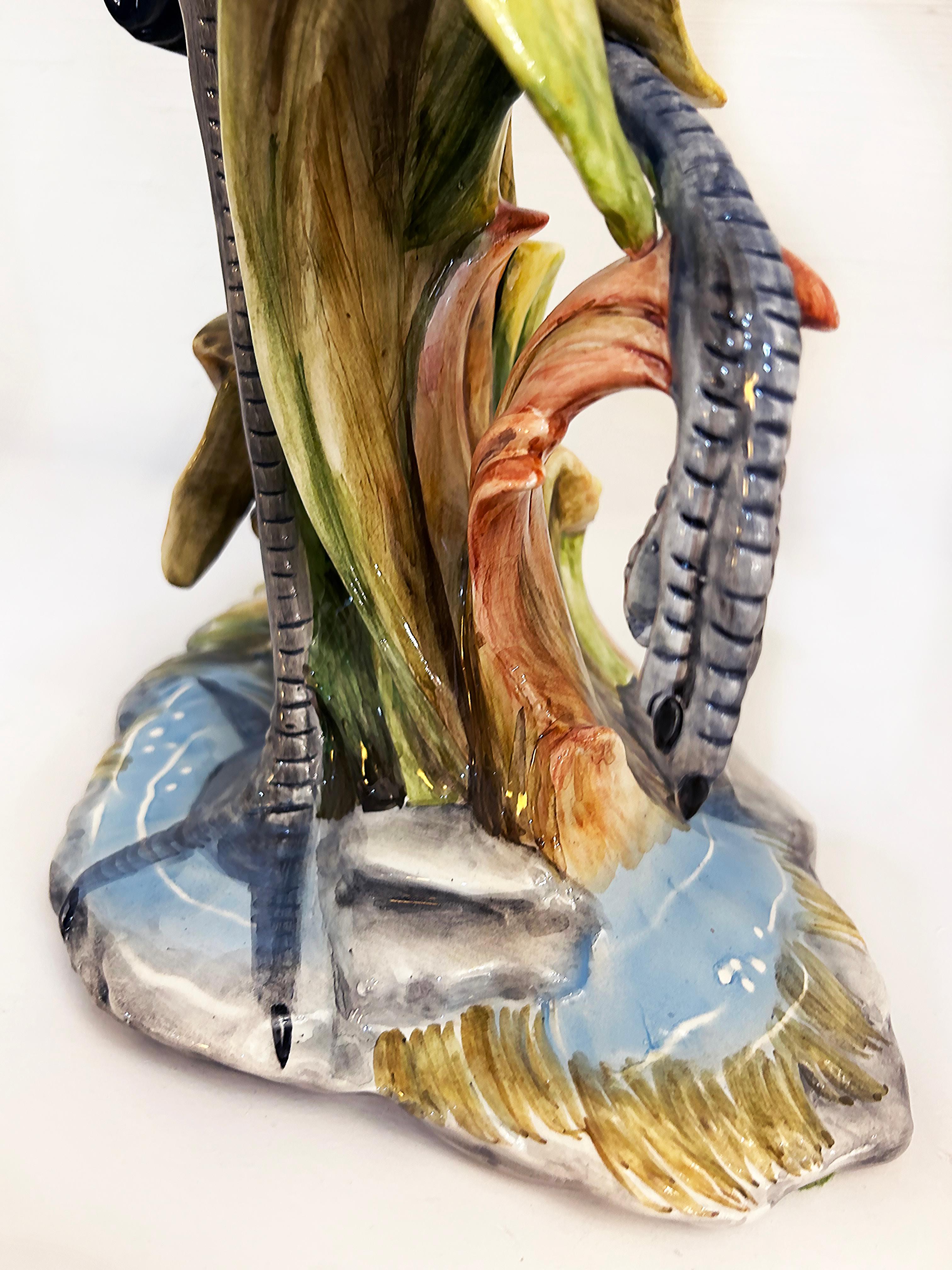Italian Mid-Century Ceramic Sculpture of a Blue Herron, Signed and Numbered For Sale 7