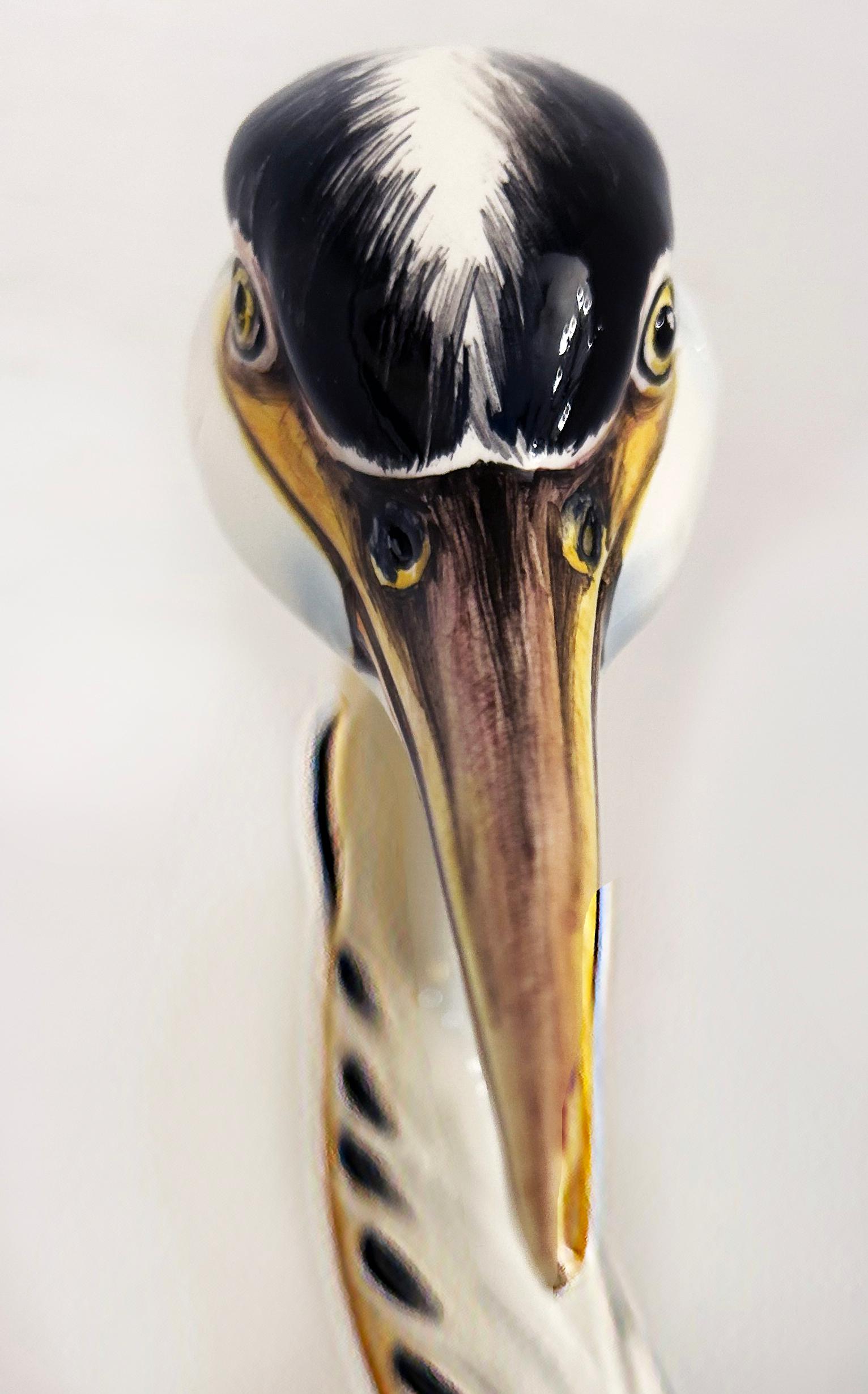 Italian Mid-Century Ceramic Sculpture of a Blue Herron, Signed and Numbered For Sale 3