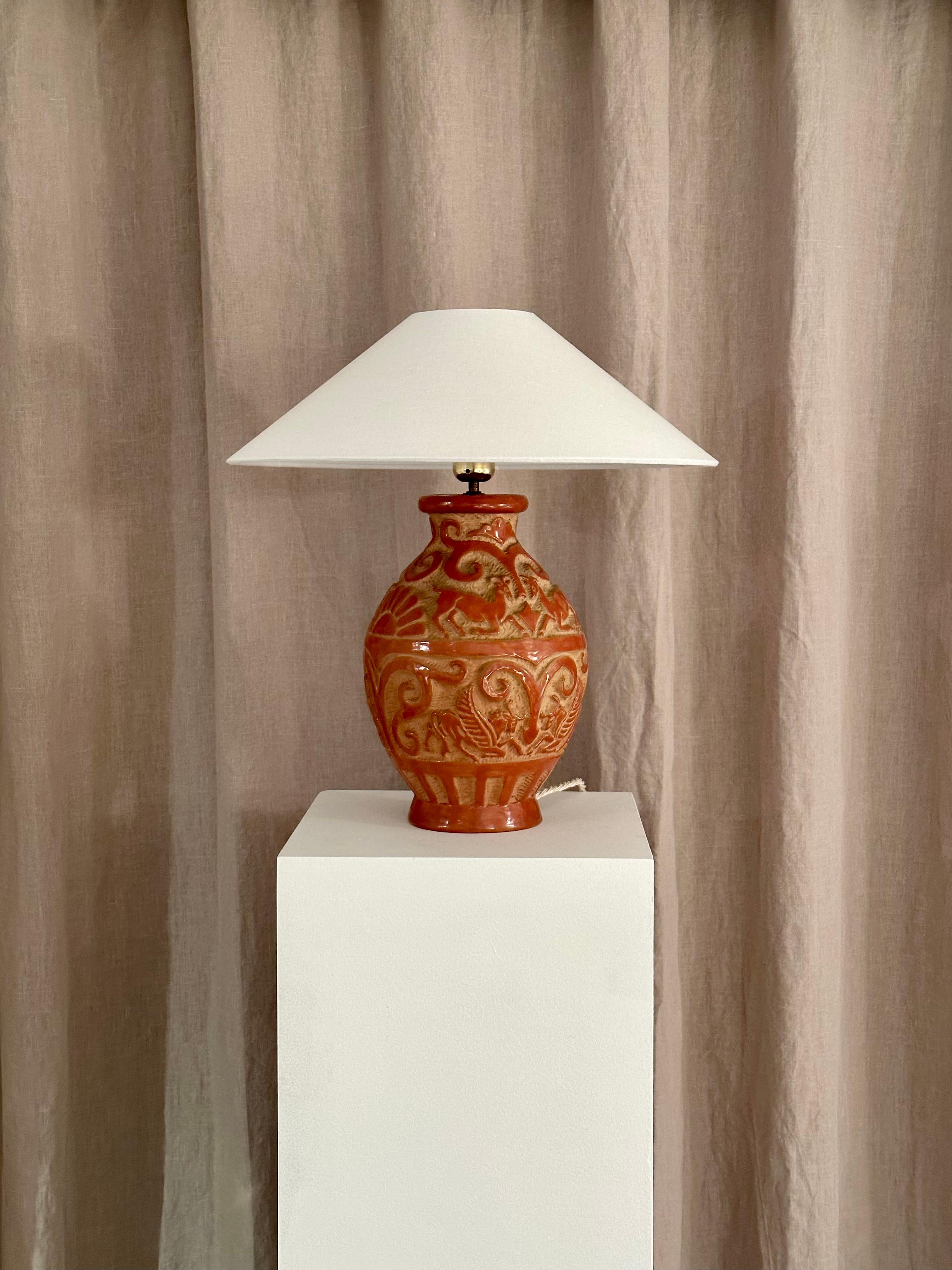 20th Century Italian Mid-Century Ceramic Sgrafitto Table Lamp by SACA