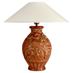 Italian Mid-Century Ceramic Sgrafitto Table Lamp by SACA