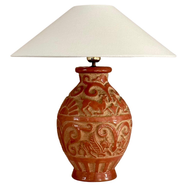Italian MidCentury Ceramic Sgrafitto Table Lamp by SACA at 1stDibs