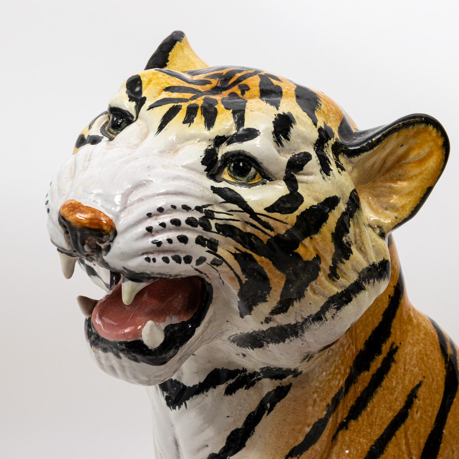 Italian Midcentury Ceramic Tiger Statue 2