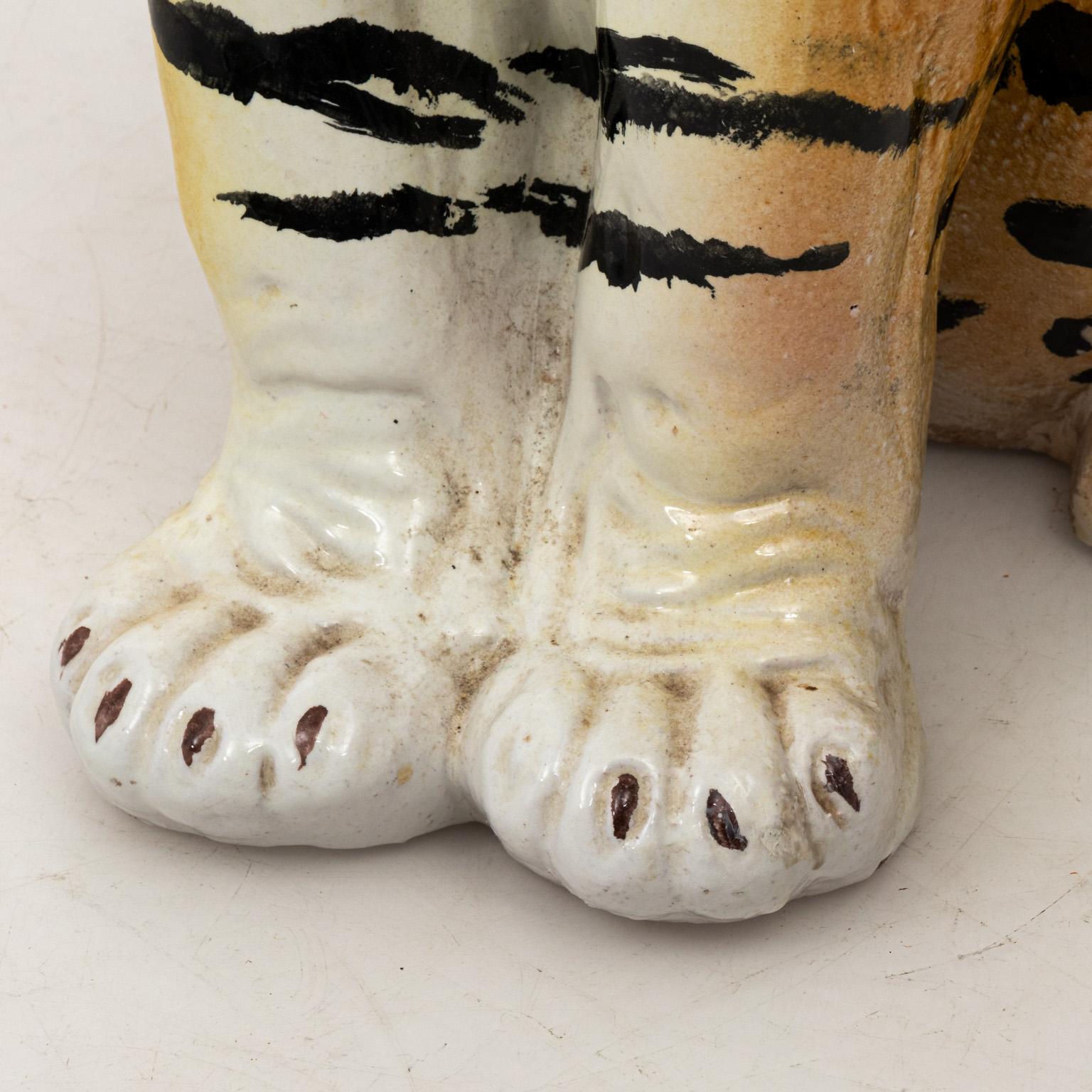 Italian Midcentury Ceramic Tiger Statue 3