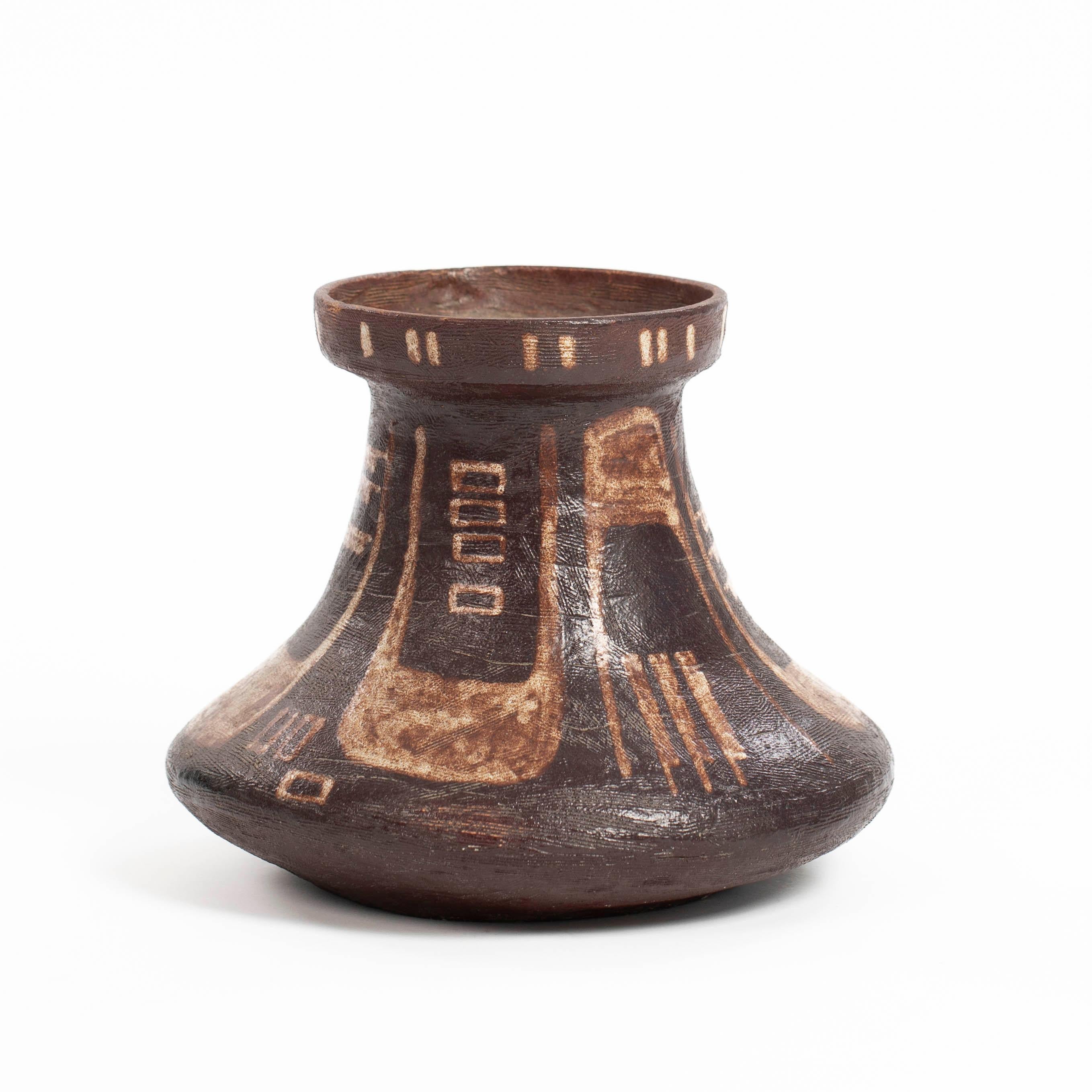 Italiano Vaso italiano di metà secolo in ceramica in stile etrusco di Mariano Pieroni 1950s in vendita
