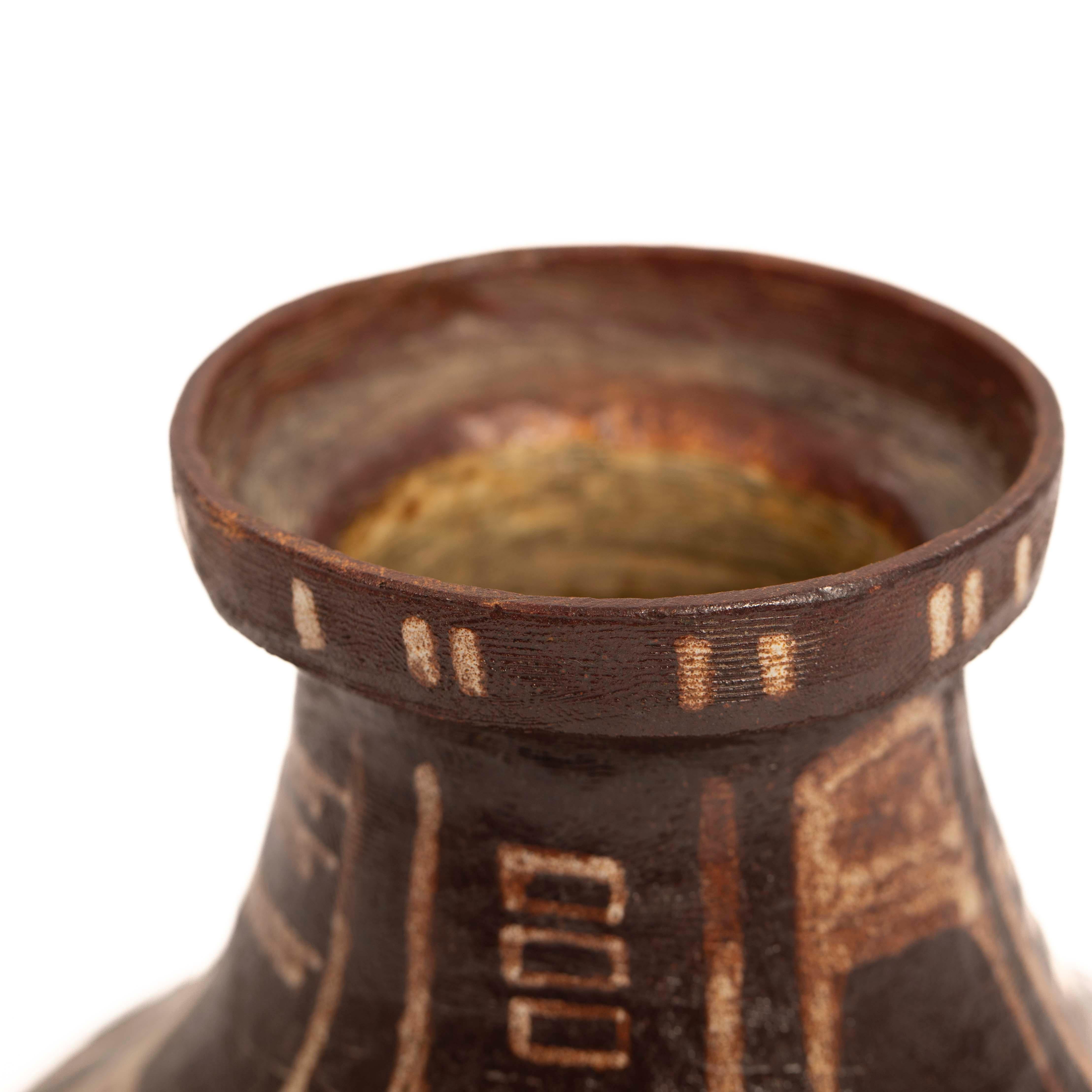 Vaso italiano di metà secolo in ceramica in stile etrusco di Mariano Pieroni 1950s in vendita 1