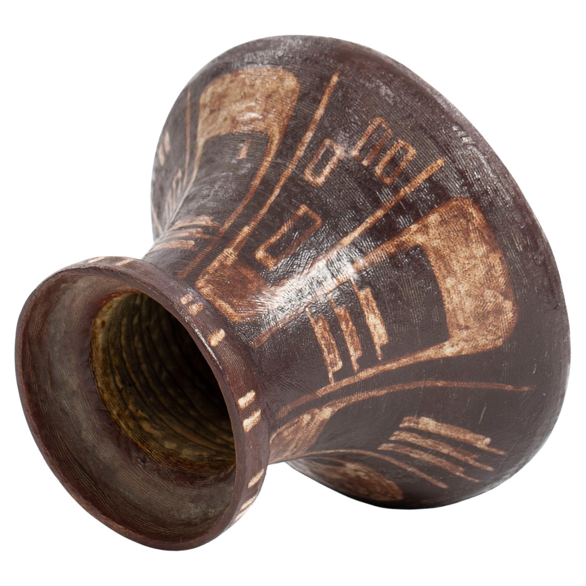 Vaso italiano di metà secolo in ceramica in stile etrusco di Mariano Pieroni 1950s