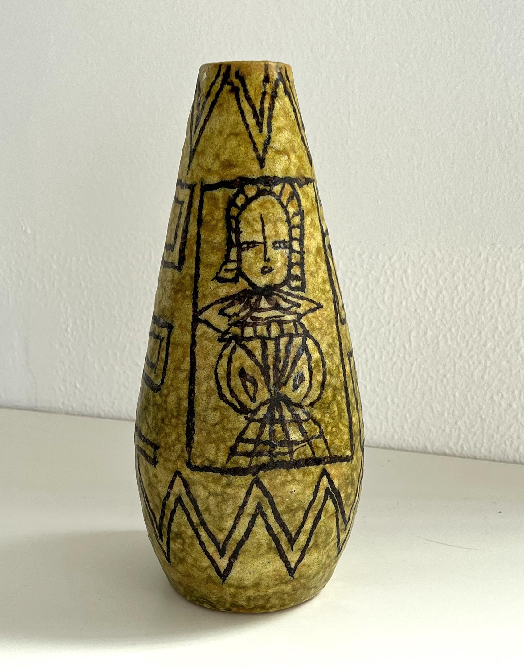 Vaso italiano di metà secolo in ceramica in stile Guido Gambone, anni '50 in vendita 3