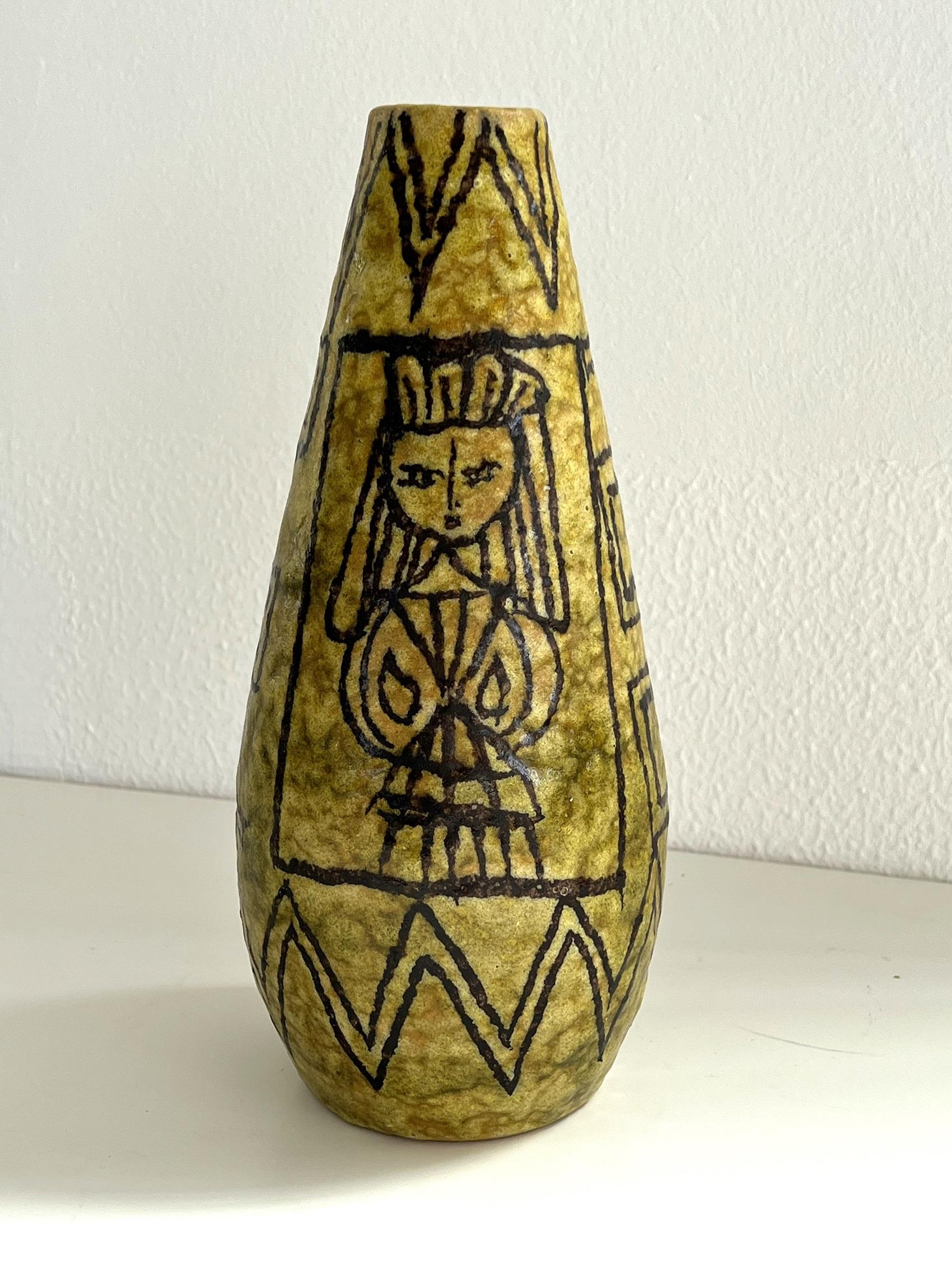 Vaso italiano di metà secolo in ceramica in stile Guido Gambone, anni '50 in vendita 4