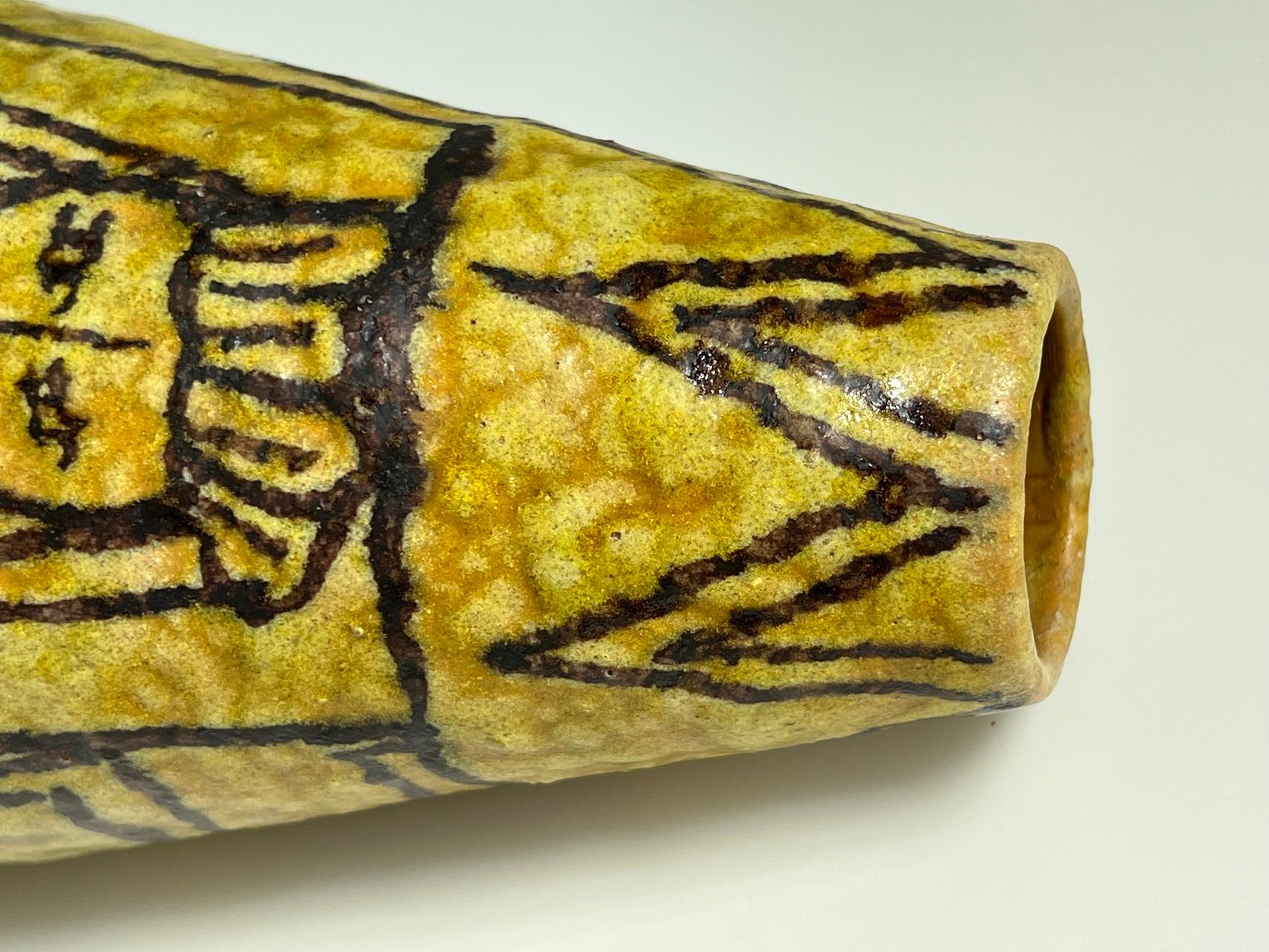 Metà XX secolo Vaso italiano di metà secolo in ceramica in stile Guido Gambone, anni '50 in vendita
