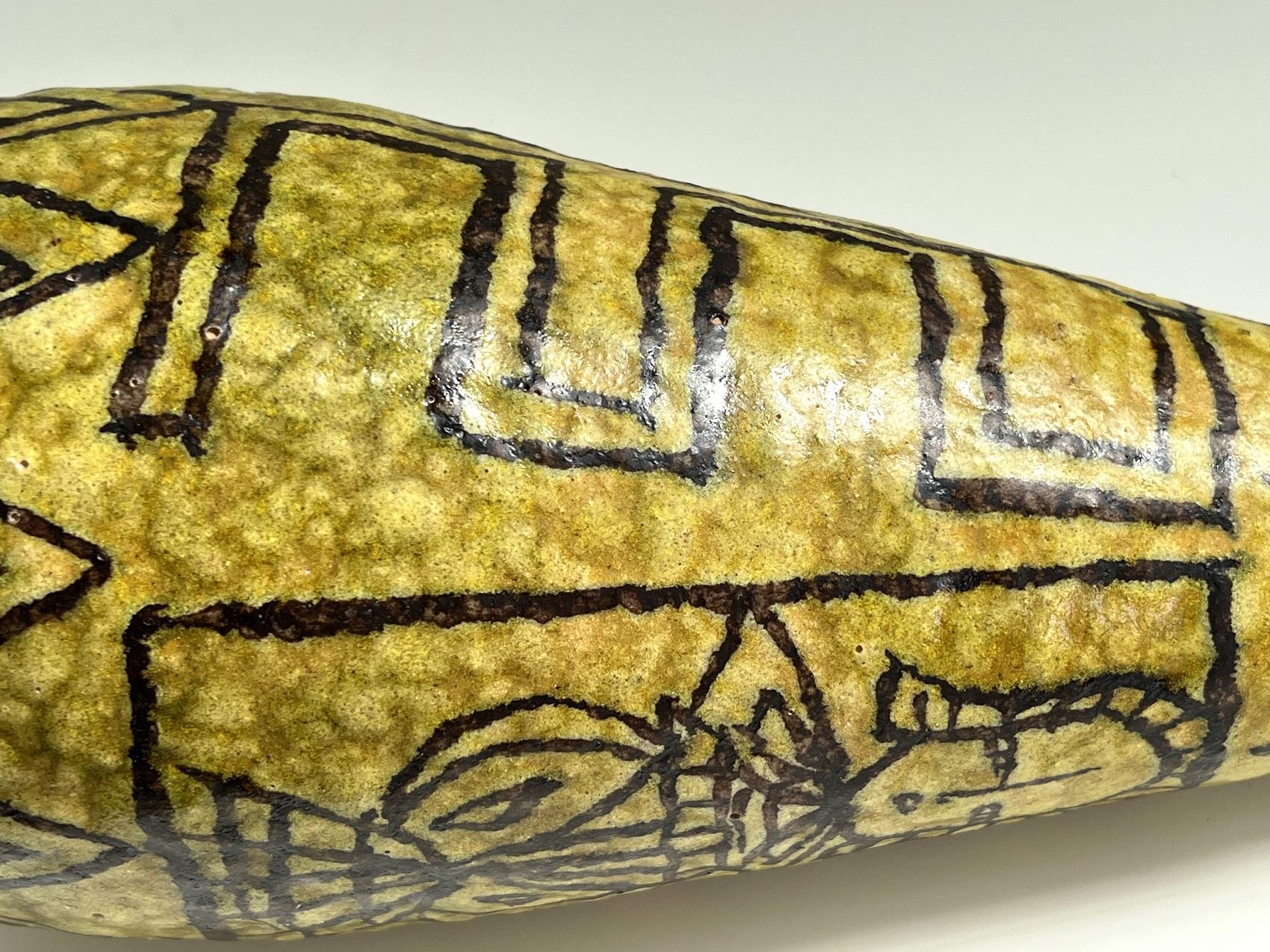Vaso italiano di metà secolo in ceramica in stile Guido Gambone, anni '50 in vendita 1
