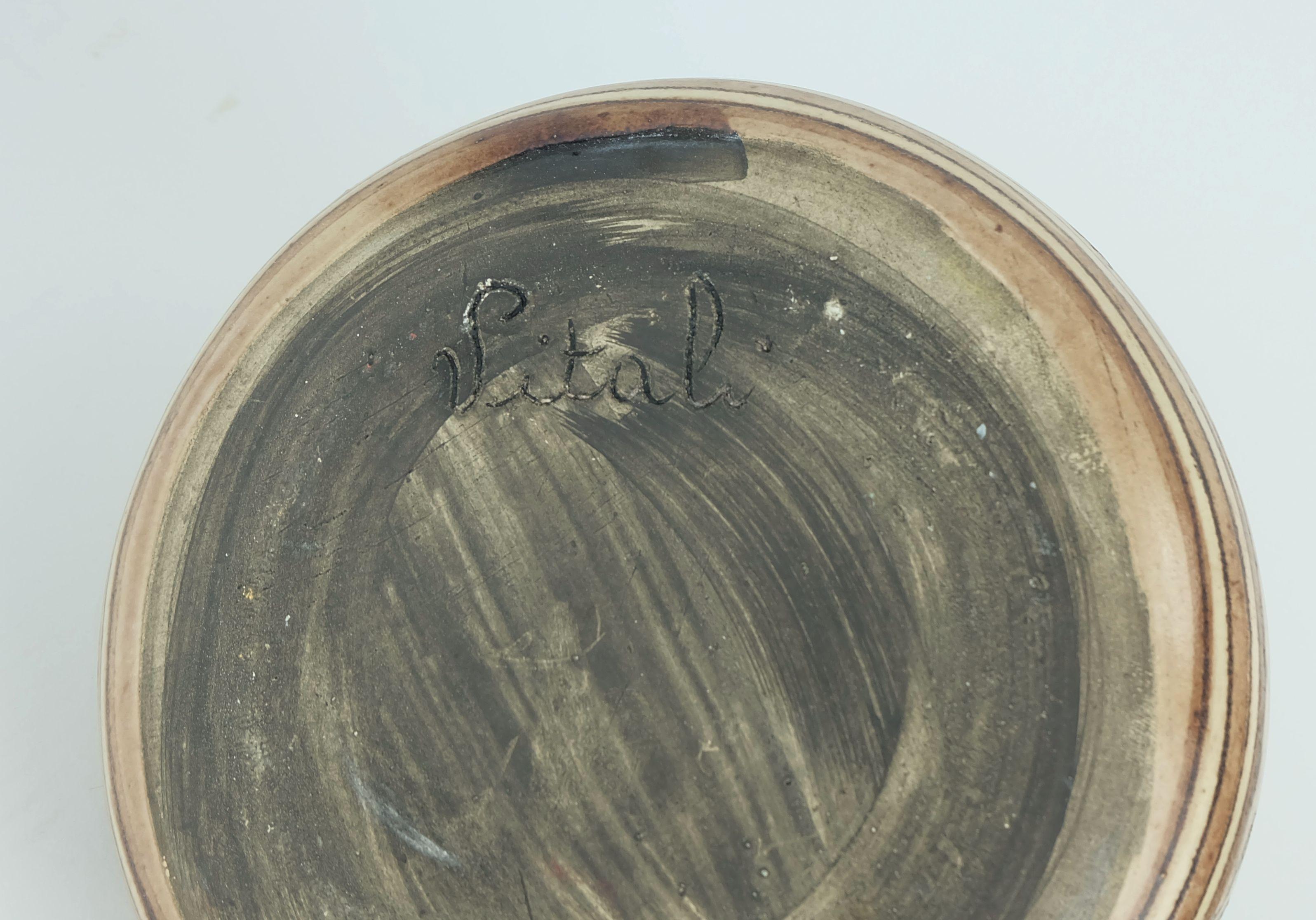 Vaso in ceramica della metà del secolo scorso firmato Vitali, fatto a mano, anni '70 in vendita 2