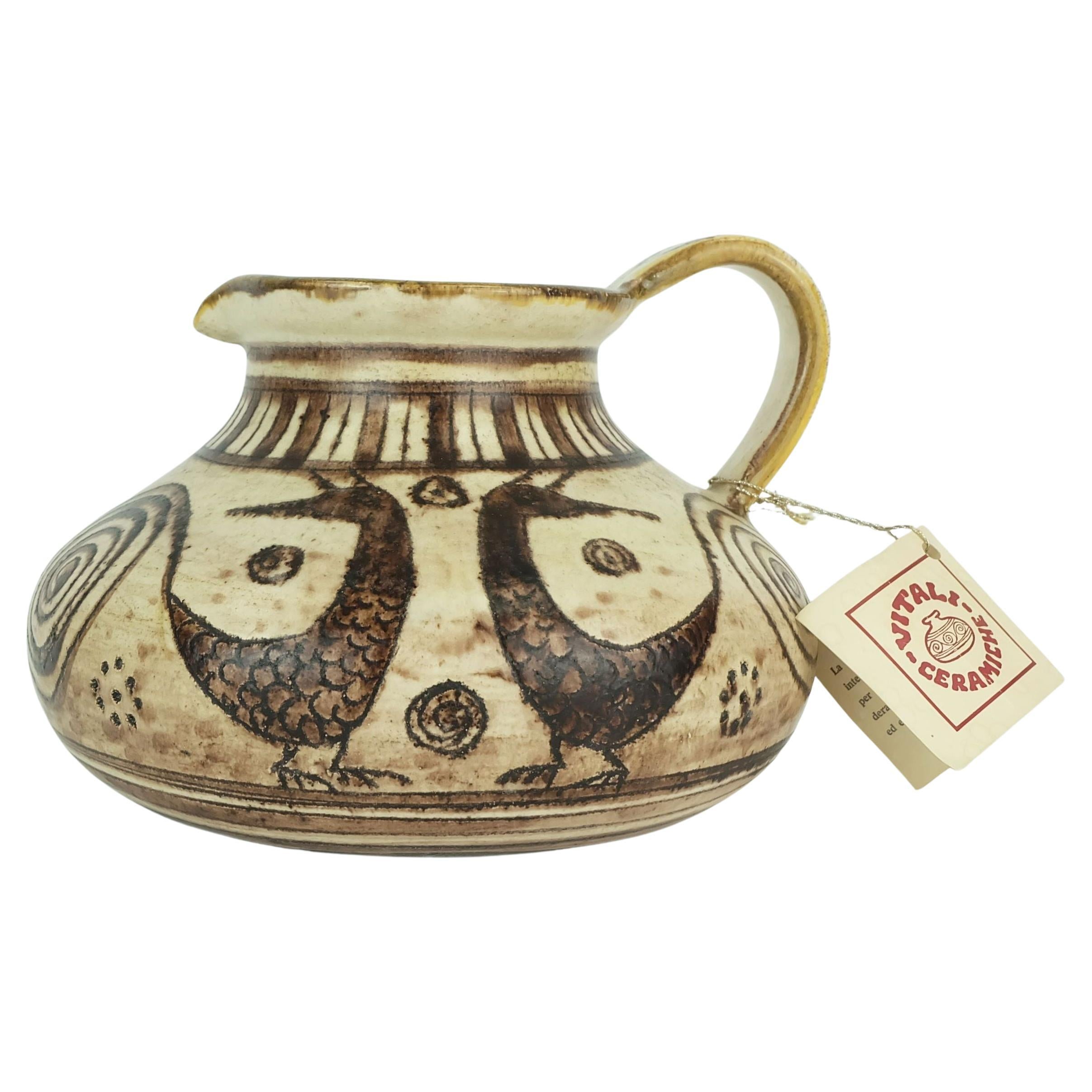 Pichet VASE italien du milieu du siècle dernier signé vitali, fabriqué à la main, années 1970
