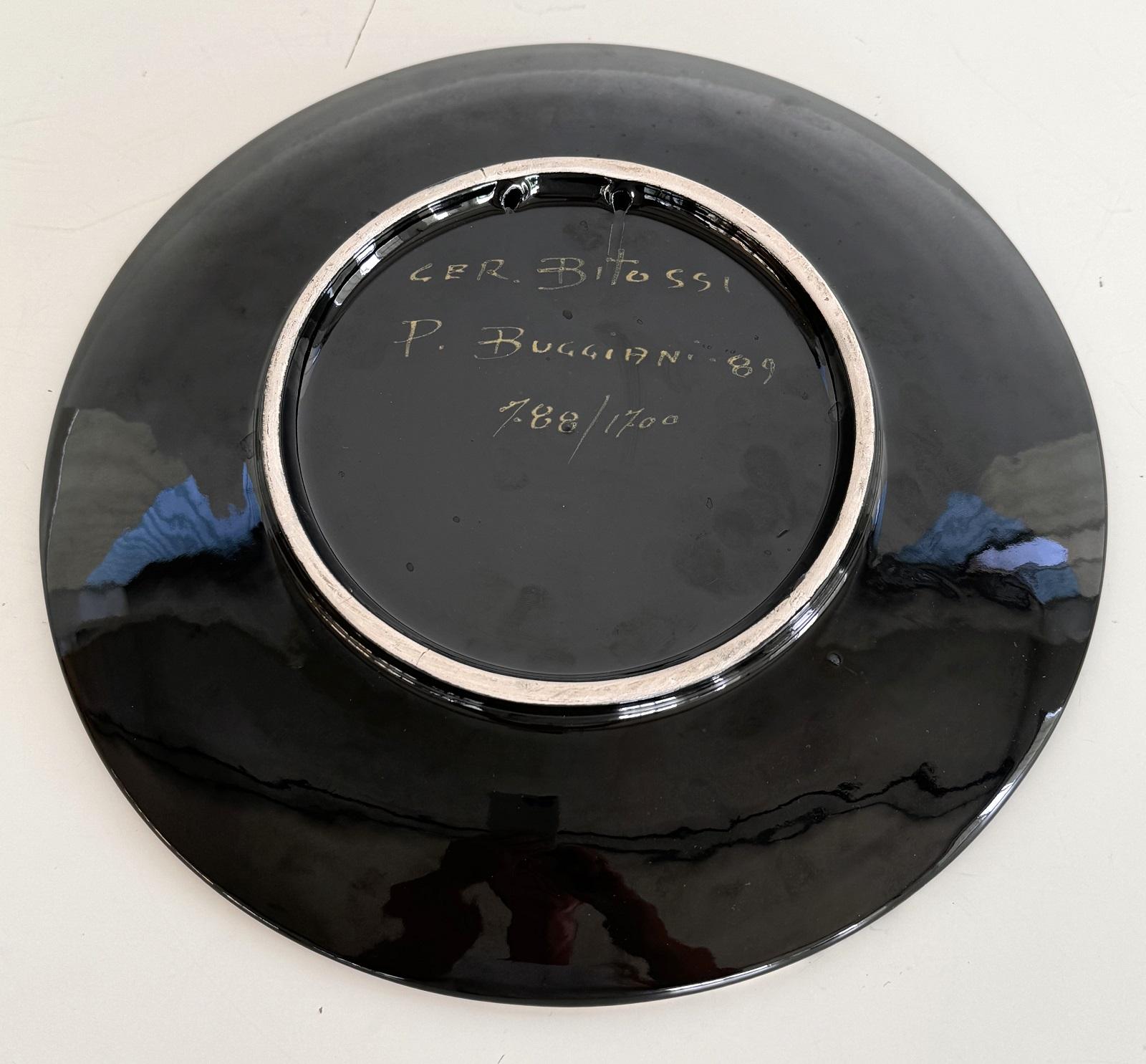 Italian Mid-Century Ceramic Wall Plate Decoration by Paolo Buggiani, 1989 For Sale 1