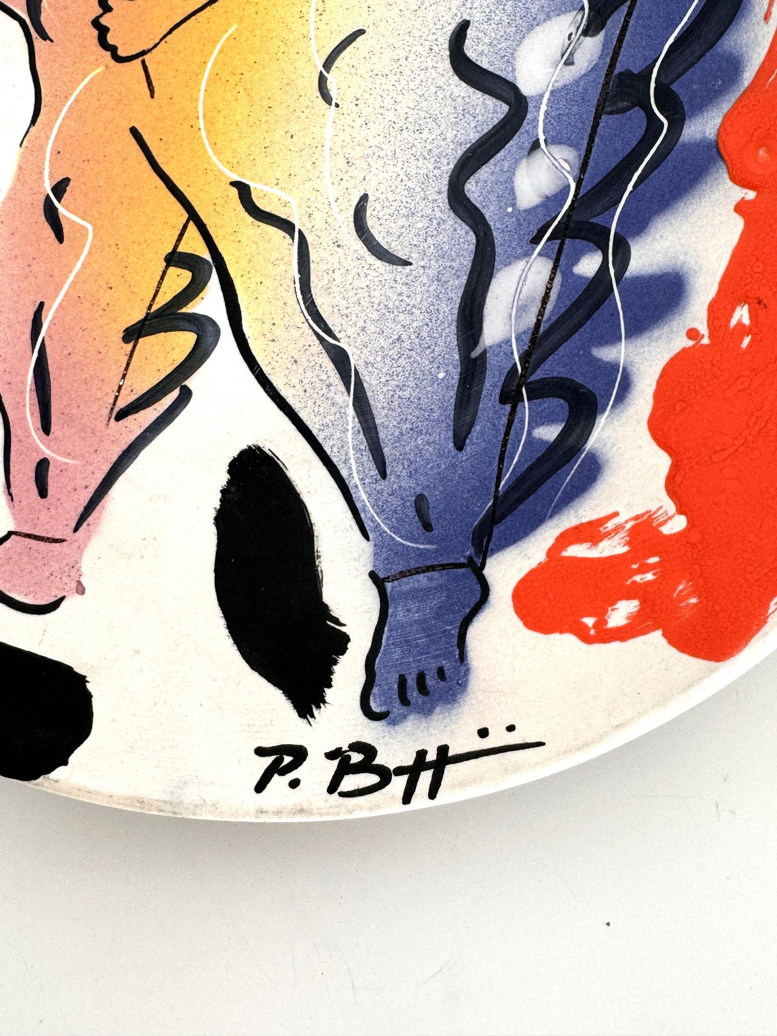 Italian Mid-Century Ceramic Wall Plate Decoration by Paolo Buggiani, 1989 For Sale 2