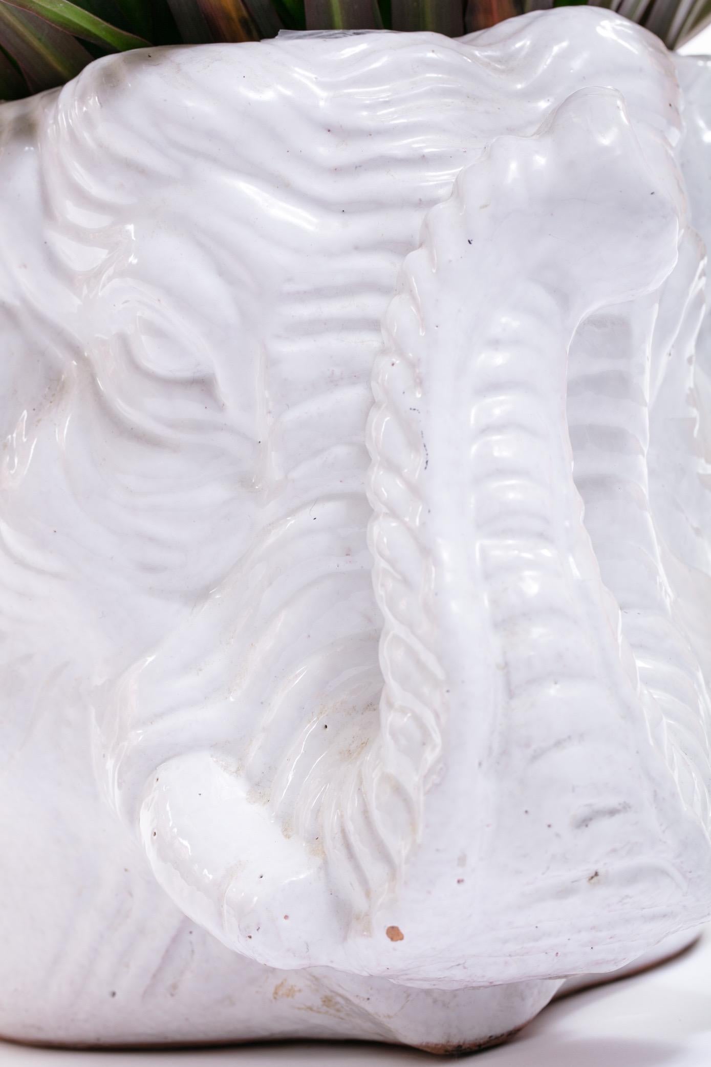 Mid-Century Modern Italian Midcentury Ceramic White Elephant Planter For Sale