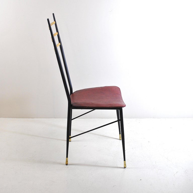 Mid-Century Modern Italian Midcentury Chair in Brass For Sale