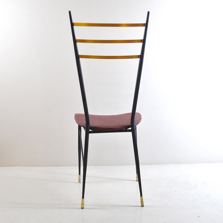 Italian Midcentury Chair in Brass In Good Condition For Sale In bari, IT