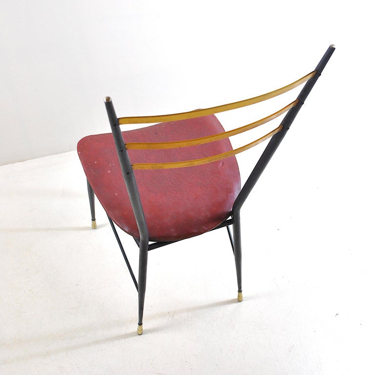 Mid-20th Century Italian Midcentury Chair in Brass For Sale