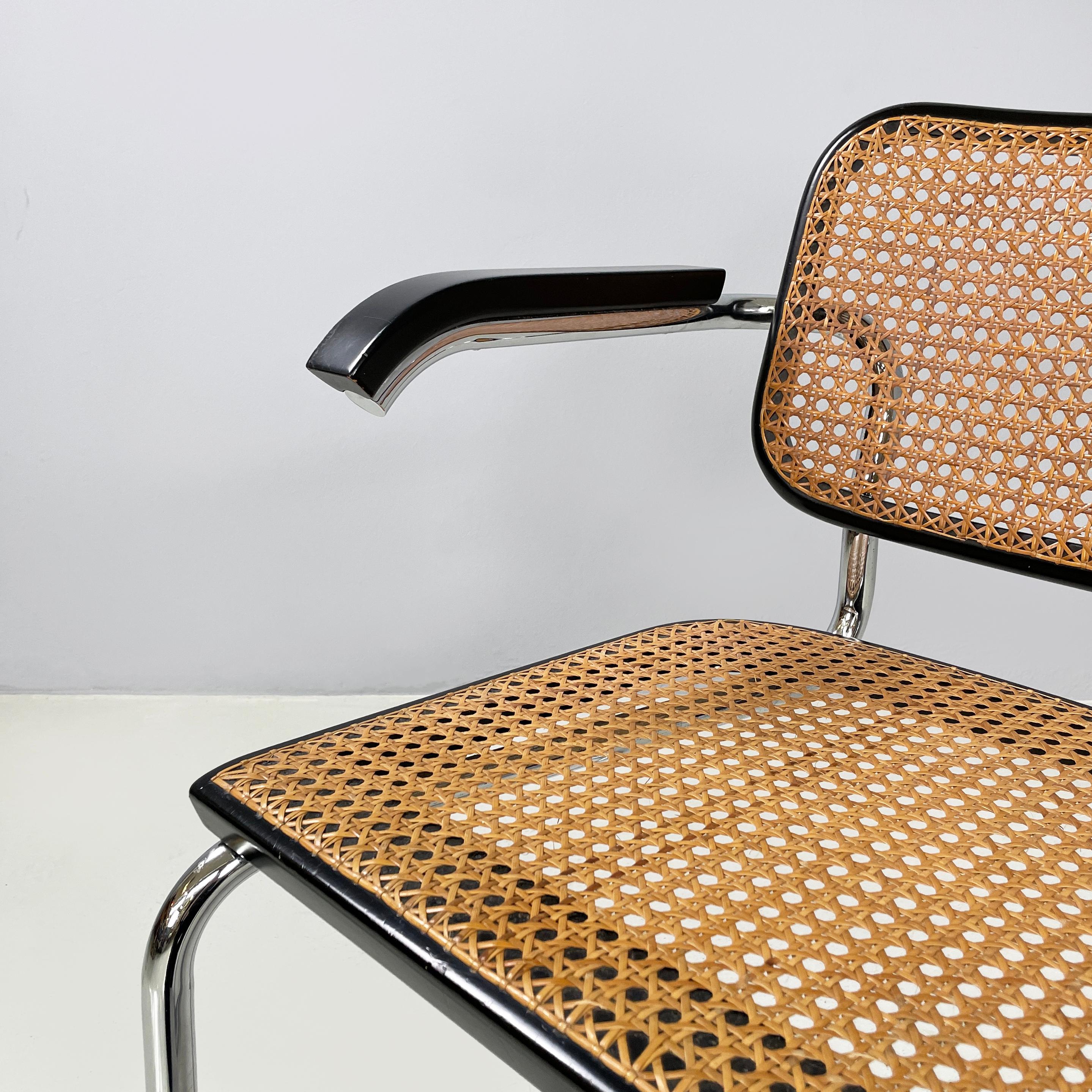 Steel Italian mid-century Chair with armrests Cesca by Marcel Breuer for Gavina, 1960s