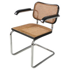 Vintage Italian mid-century Chair with armrests Cesca by Marcel Breuer for Gavina, 1960s