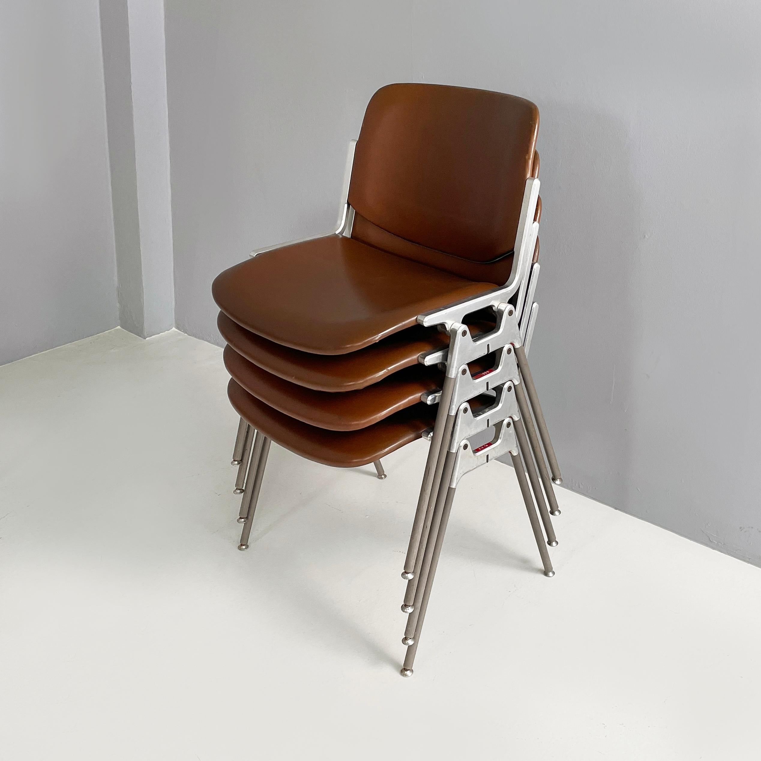 Italian mid-century modern Chairs DSC by Giancarlo Piretti for Anonima Castelli, 1970s
Set of iconic and fantastic 8 chairs mod. DSC padded and covered in dark brown leather. The seat and backrest are rectangular with rounded corners. The sturdy