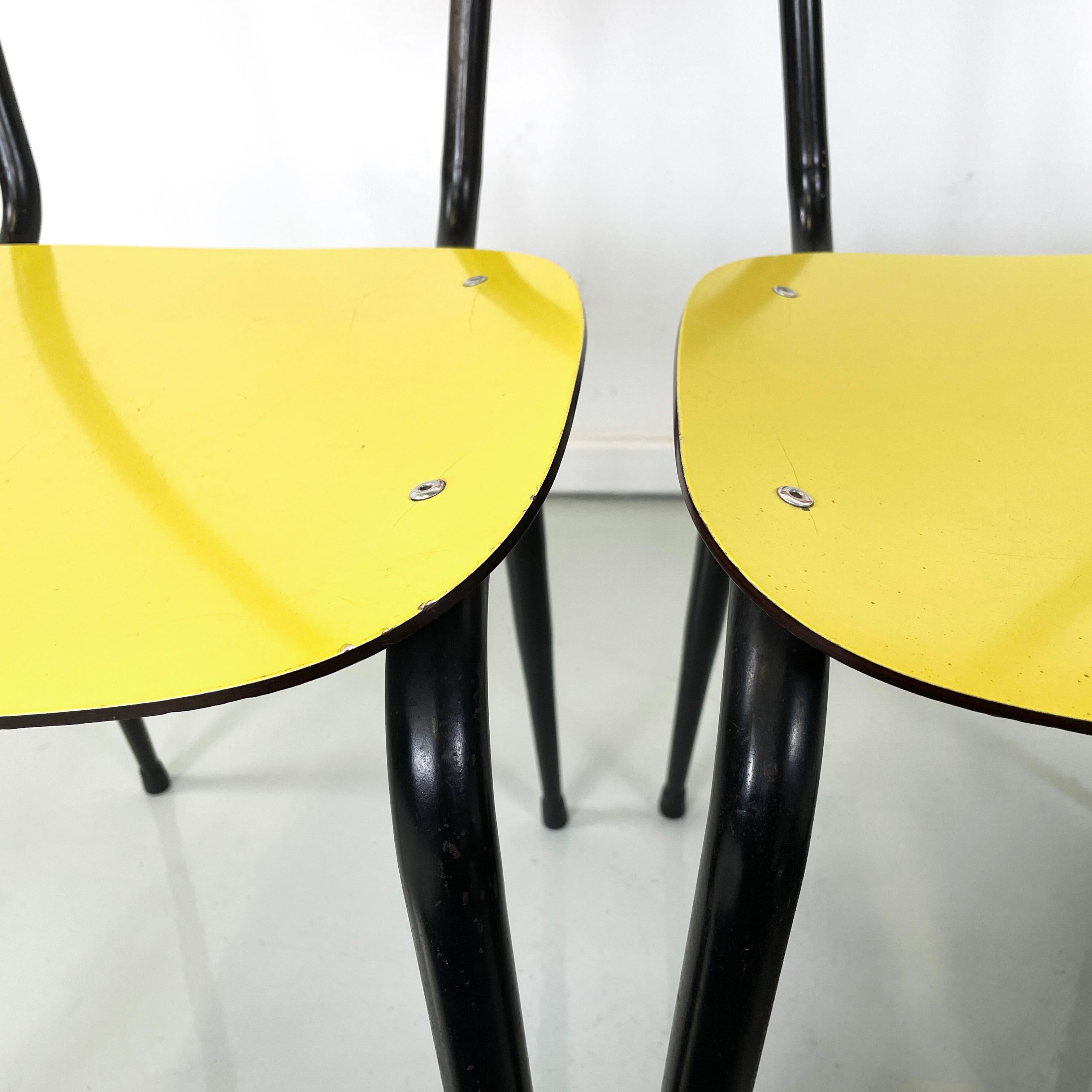Italian mid-century Chairs Paulista in yellow, red, black formica metal, 1960s For Sale 6