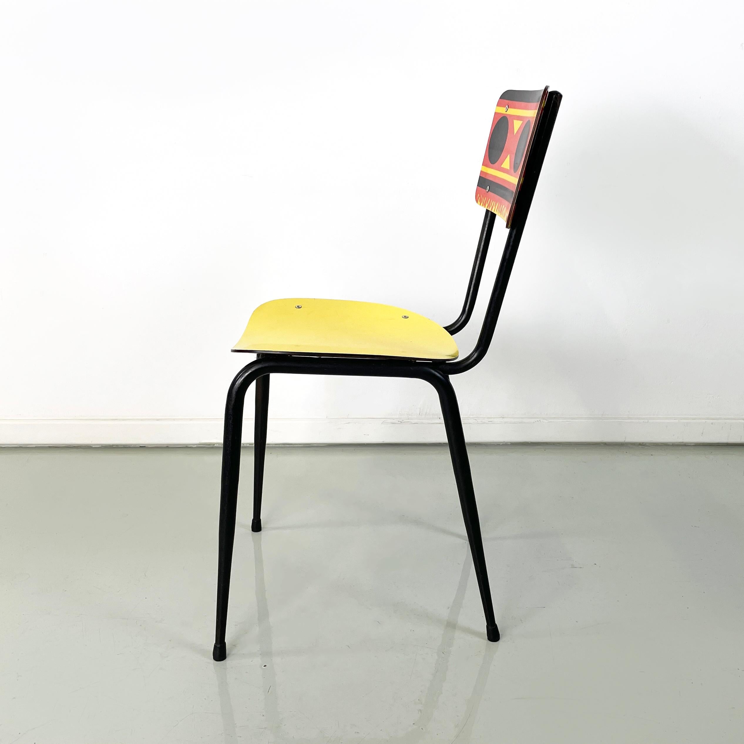 Mid-Century Modern Italian mid-century Chairs Paulista in yellow, red, black formica metal, 1960s For Sale