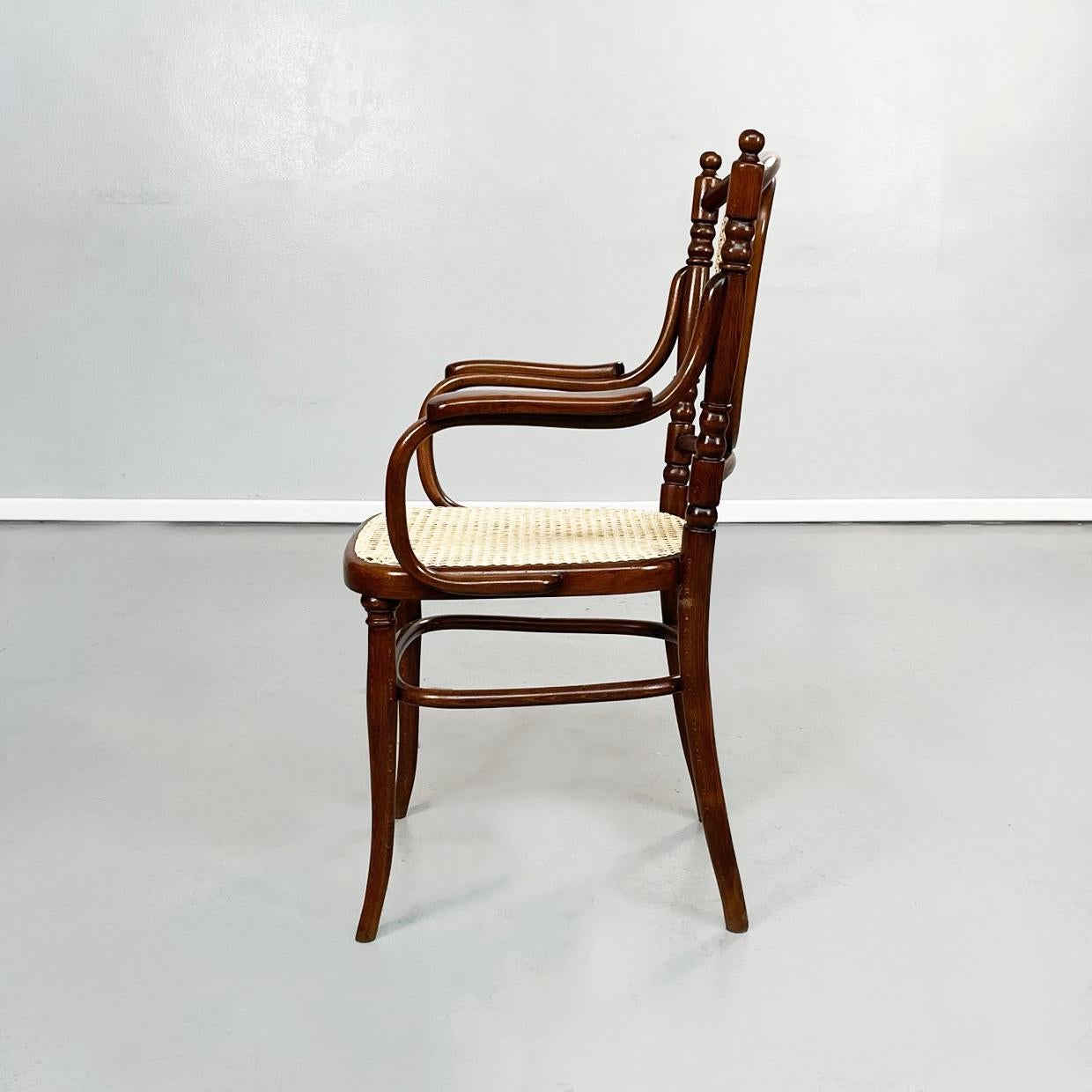 Vienna Secession Austrian Chairs with Straw and Wood by Thonet, 1900s For Sale