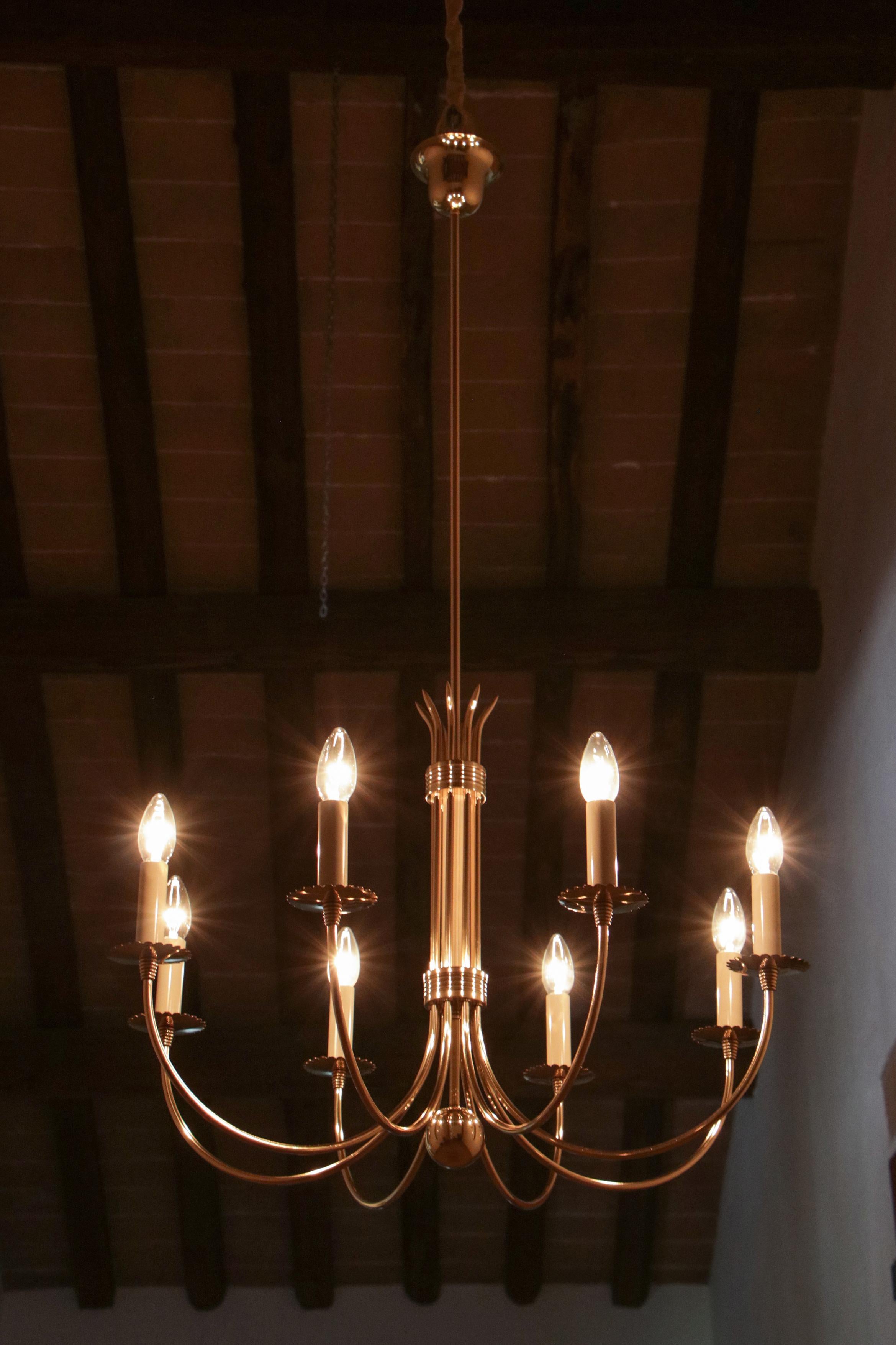 Italian Mid-Century Chandelier Attributed to Guglielmo Ulrich, 1945s For Sale 7