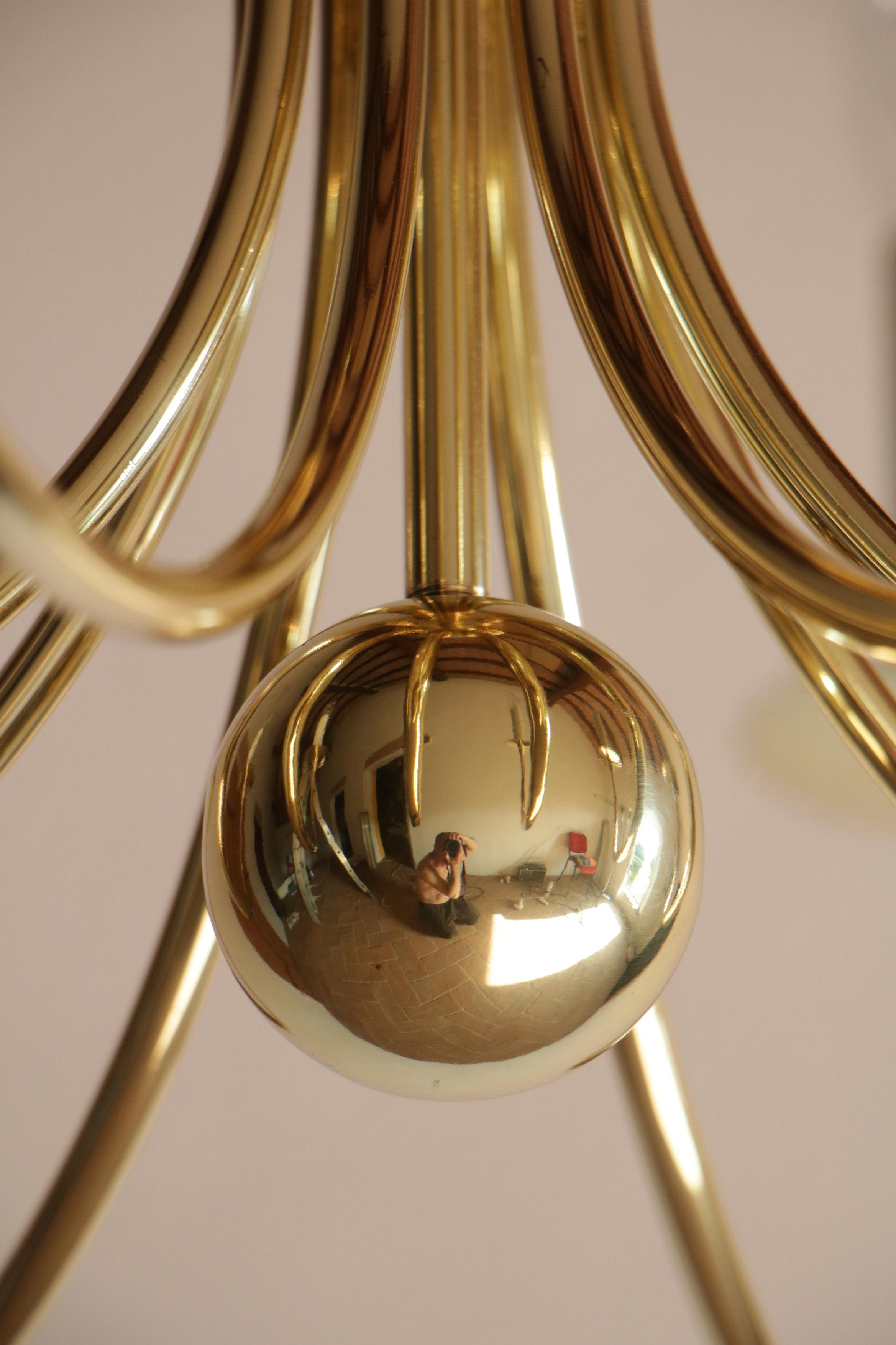 Aluminum Italian Mid-Century Chandelier Attributed to Guglielmo Ulrich, 1945s For Sale