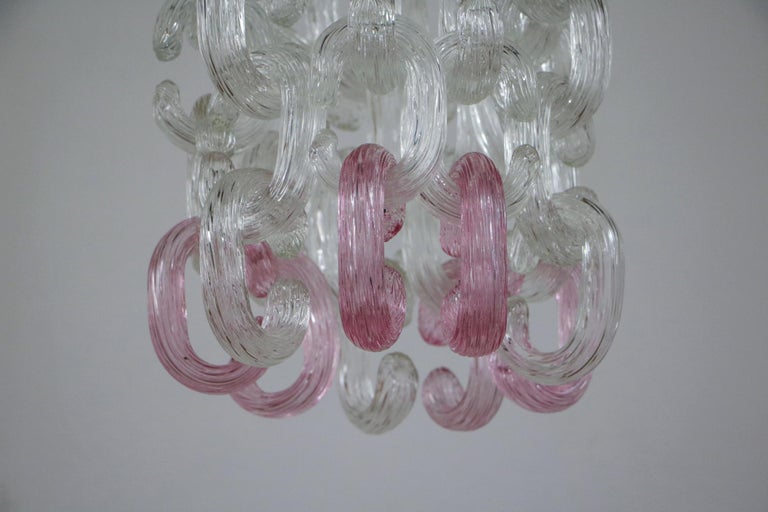Italian Mid-Century Chandelier by Fratelli Toso in Murano Glass Catene, 1970s For Sale 1