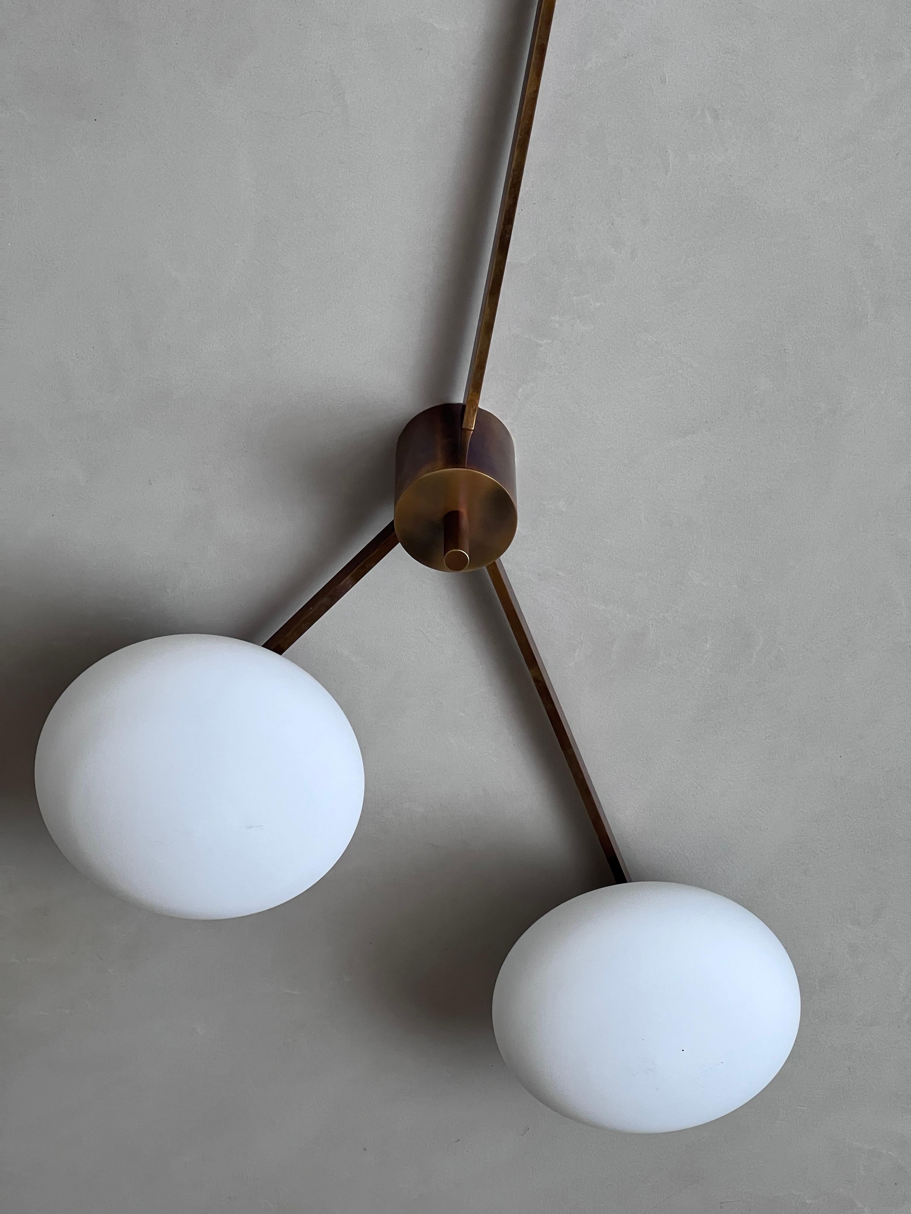 Italian Mid Century Chandelier in Brass Angelo Lelii  In Good Condition For Sale In Milano, IT