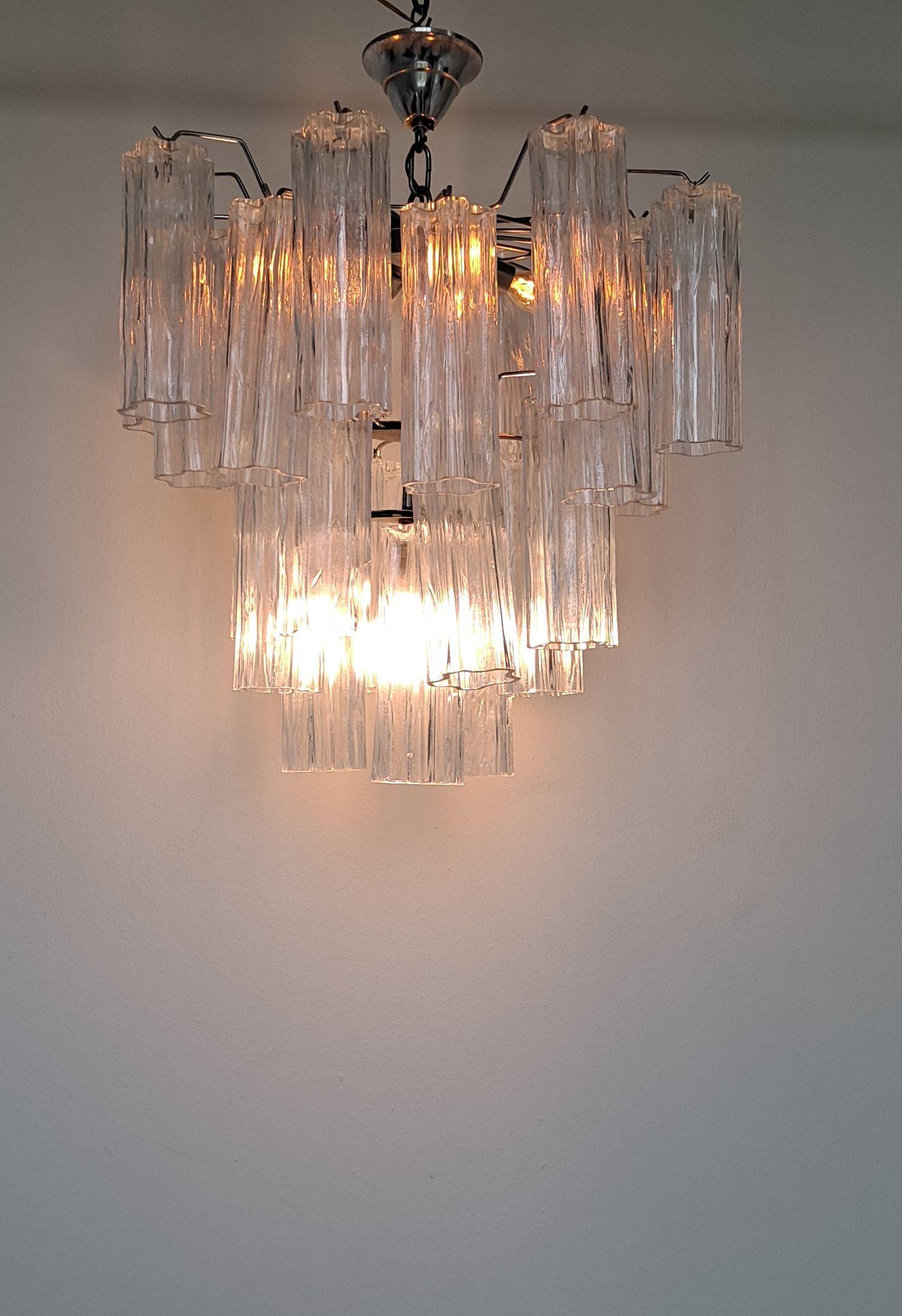 Murano Glass  Italian Midcentury Chandelier in Style of Tronchi For Sale