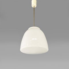 Italian mid-century chandelier in white opaline glass, 1970s