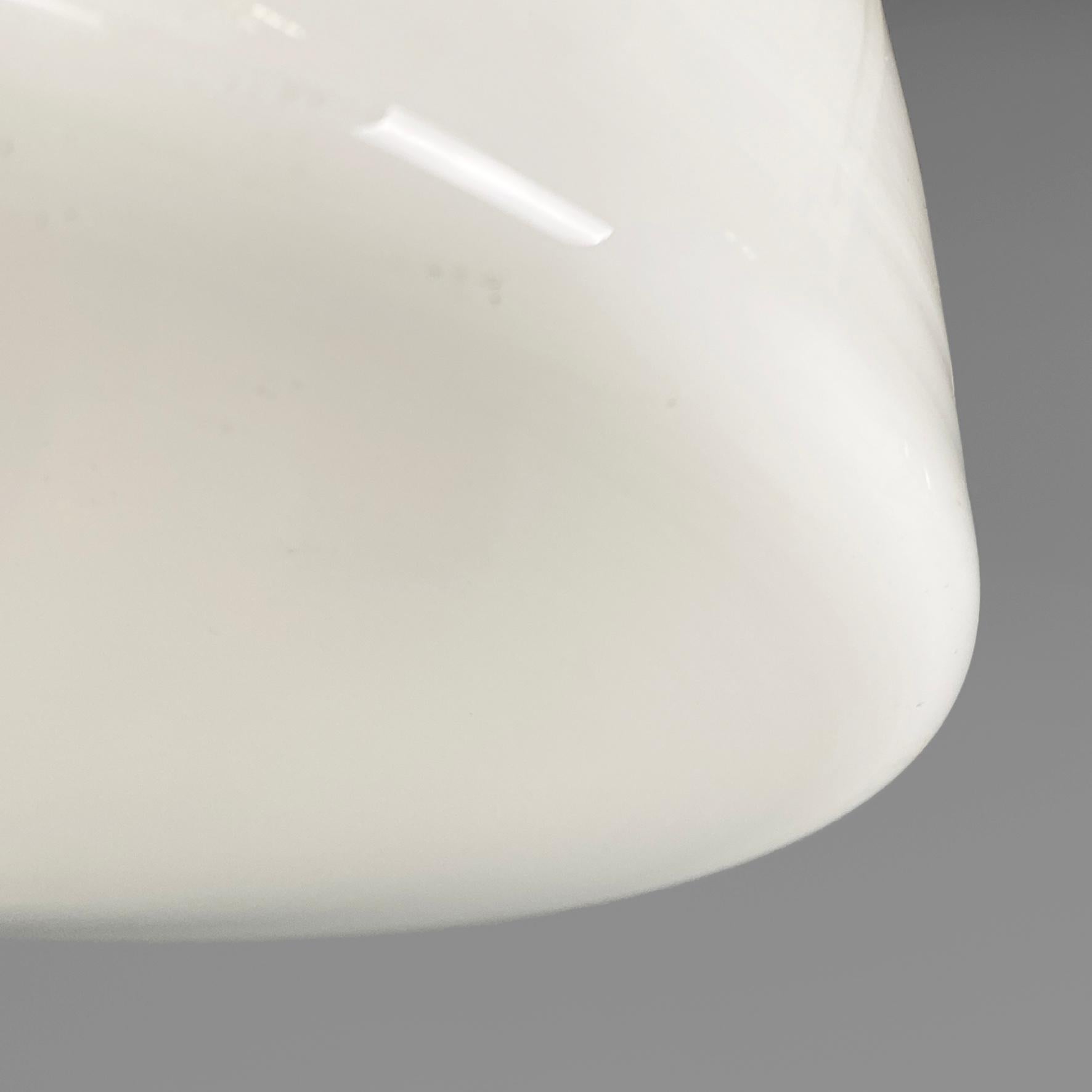 Italian mid-century chandelier in white opaline glass, 1970s en vente 1