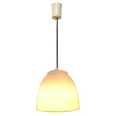 Italian mid-century chandelier in white opaline glass, 1970s