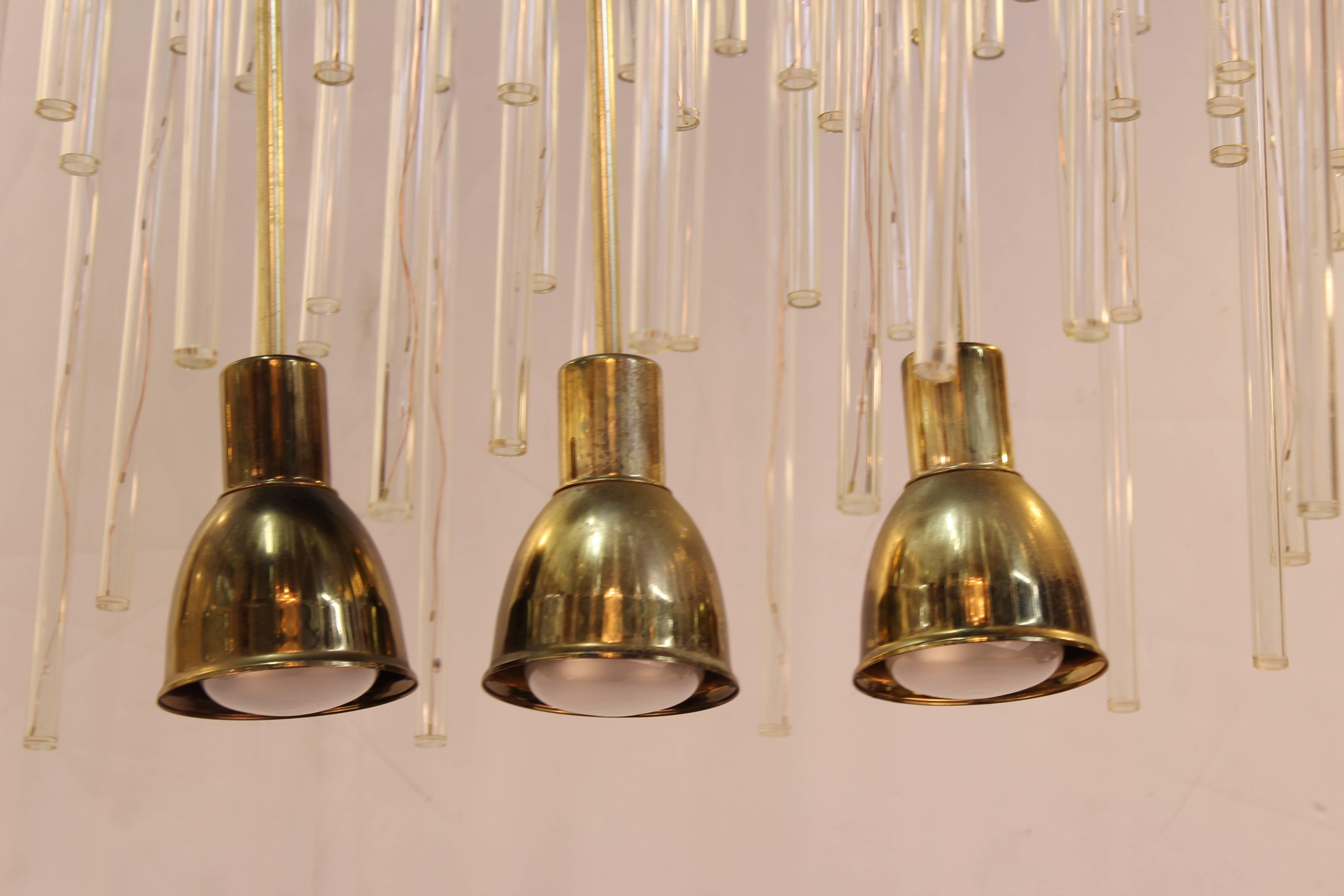 Italienischer Midcentury-Kronleuchter oder Flush Mount mit optischen Lichtern 4