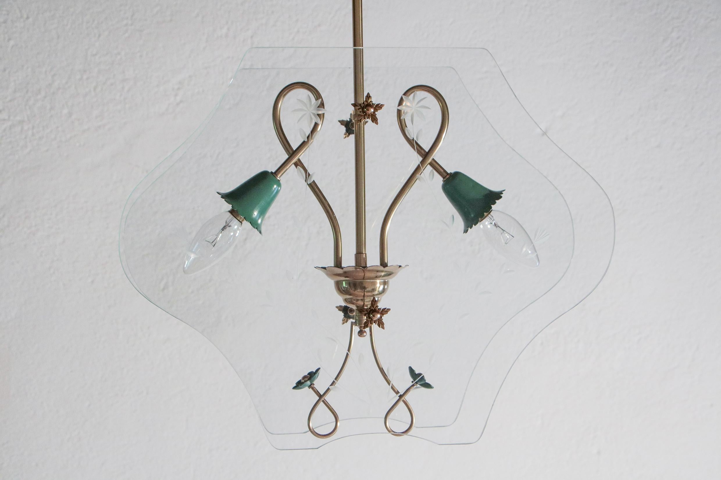 Italian Mid-Century Chandelier by Pietro Chiesa for Fontana Arte, 1940s In Good Condition For Sale In Traversetolo, IT